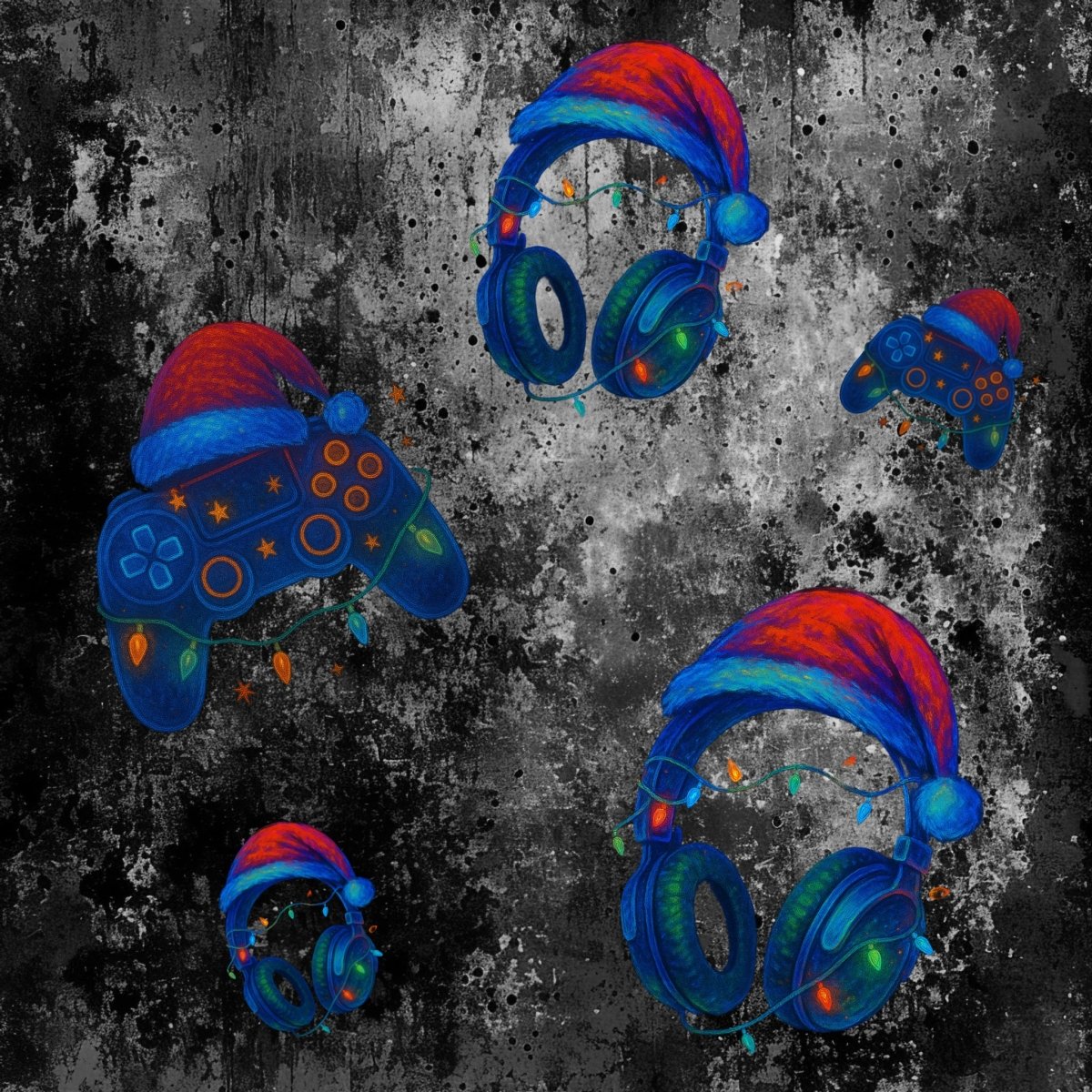 Stoff „Santa Headphones“ - Crazy Fabrics