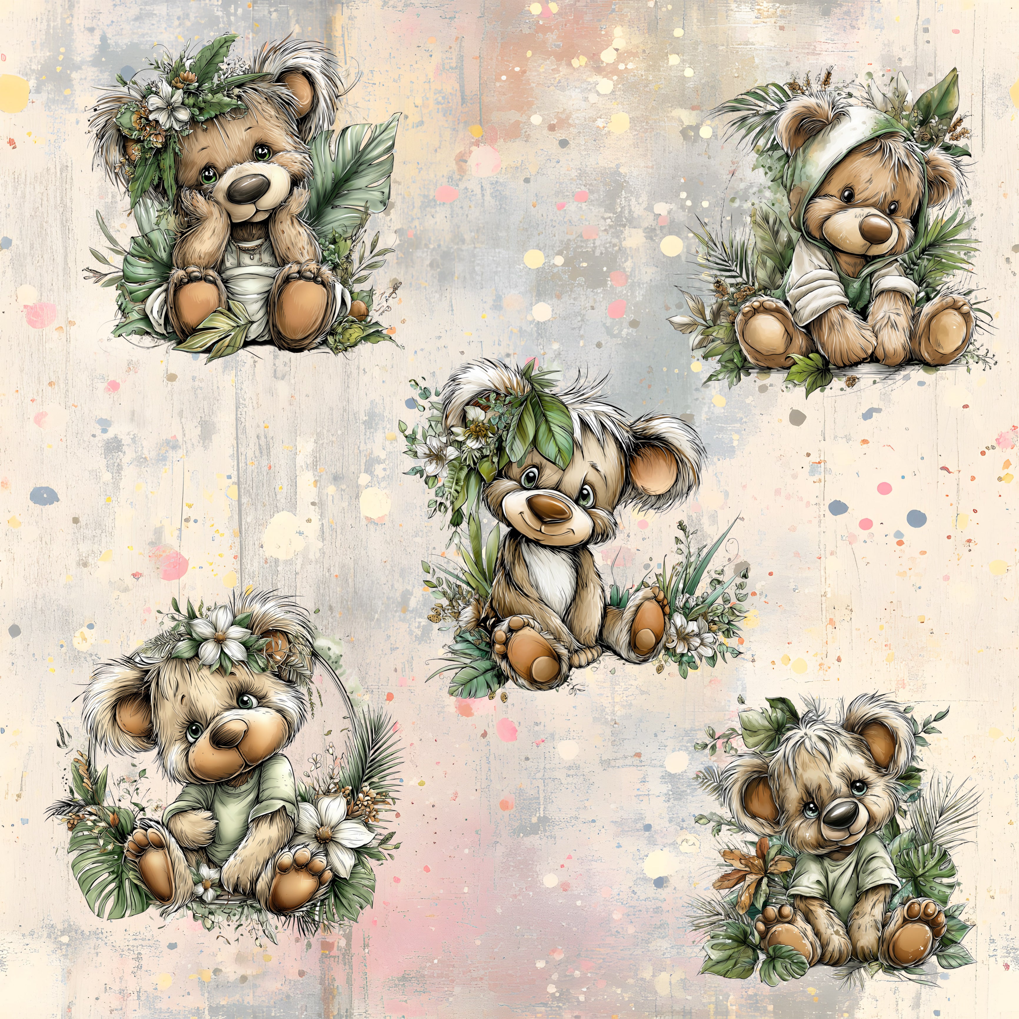 Stoff „Safari Bärchen“