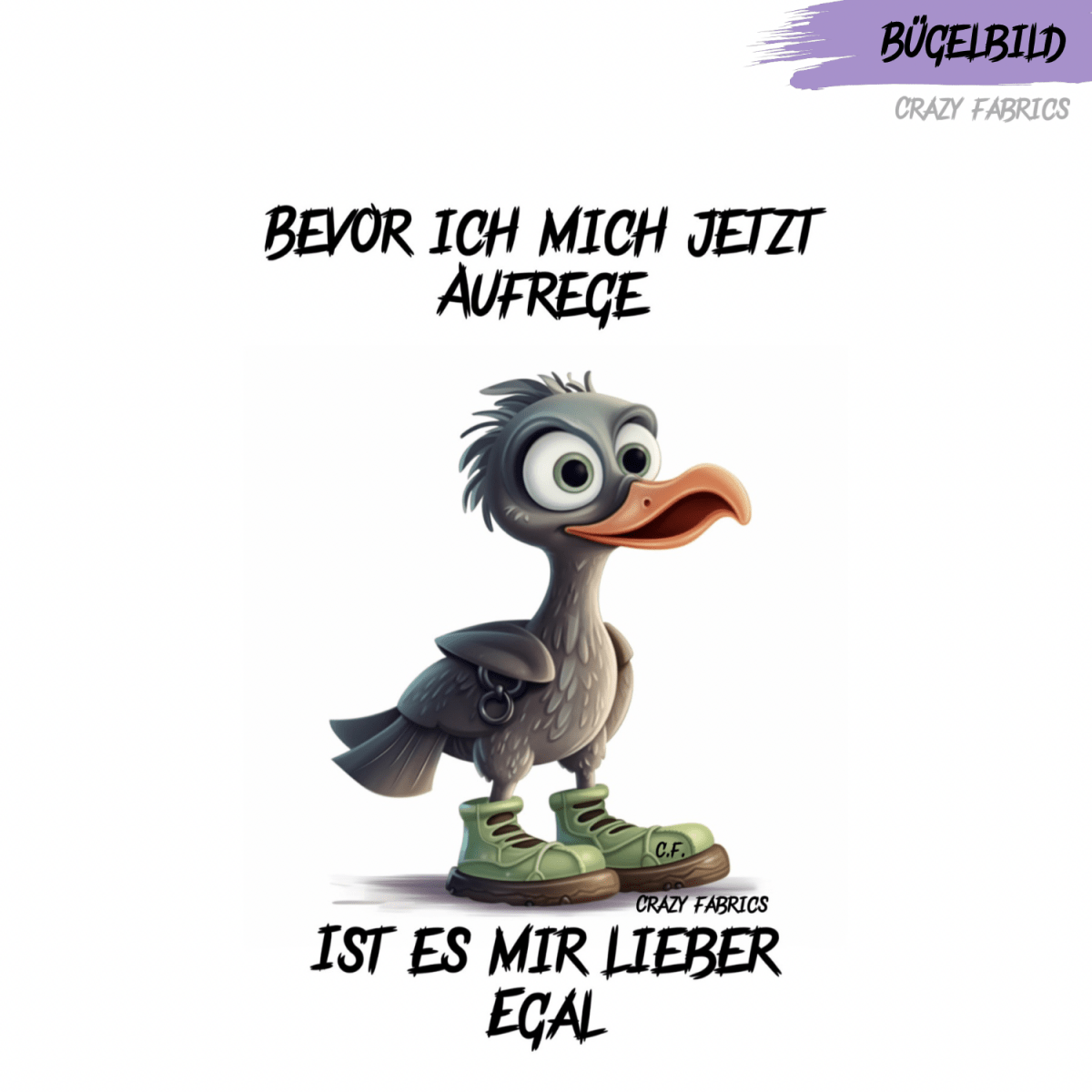 Bügelbild „Lieber egal“ - Crazy Fabrics