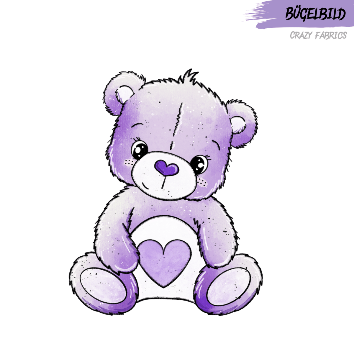 Bügelbild „Bärchen lila“ - Crazy Fabrics