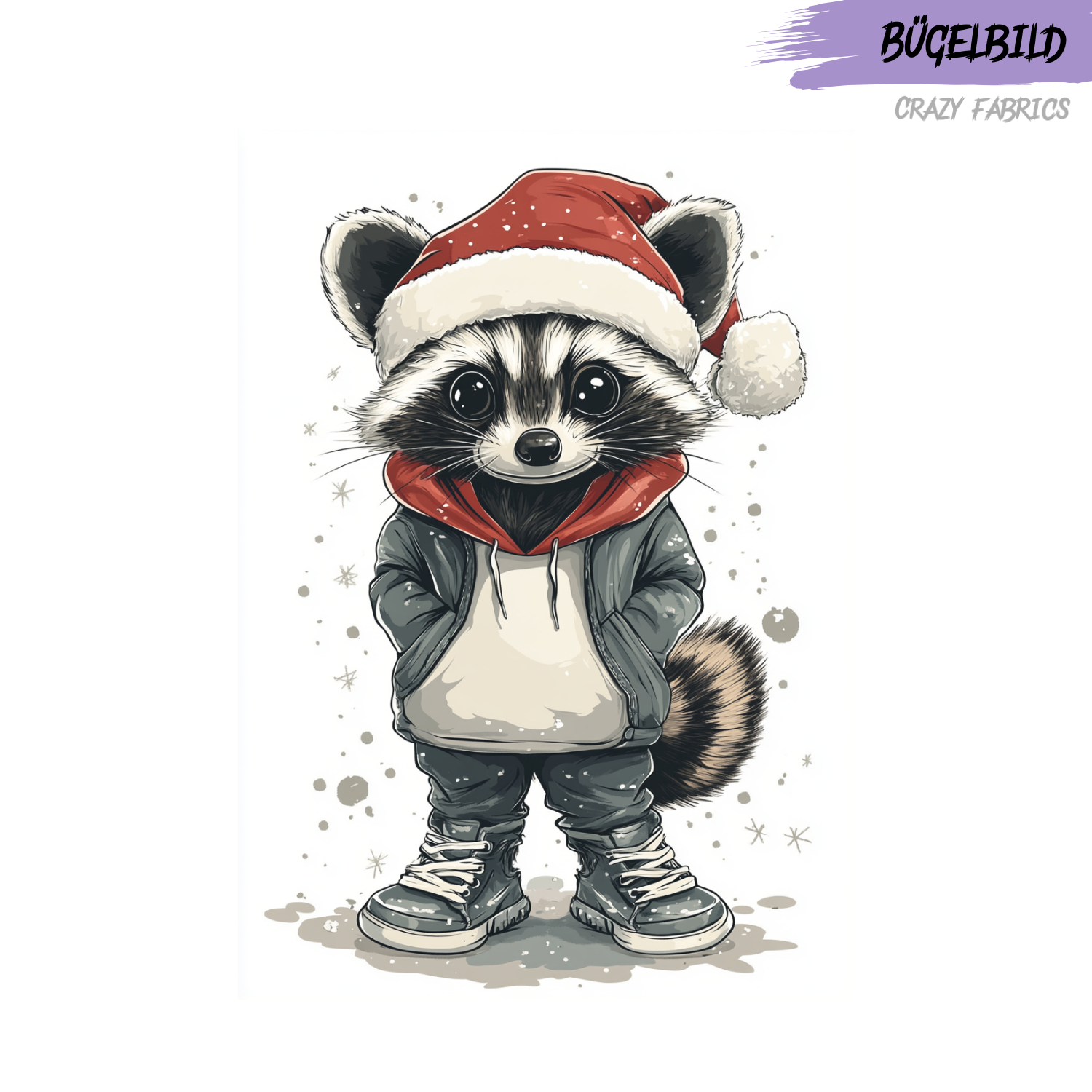 Bügelbild „Santa Racoon“