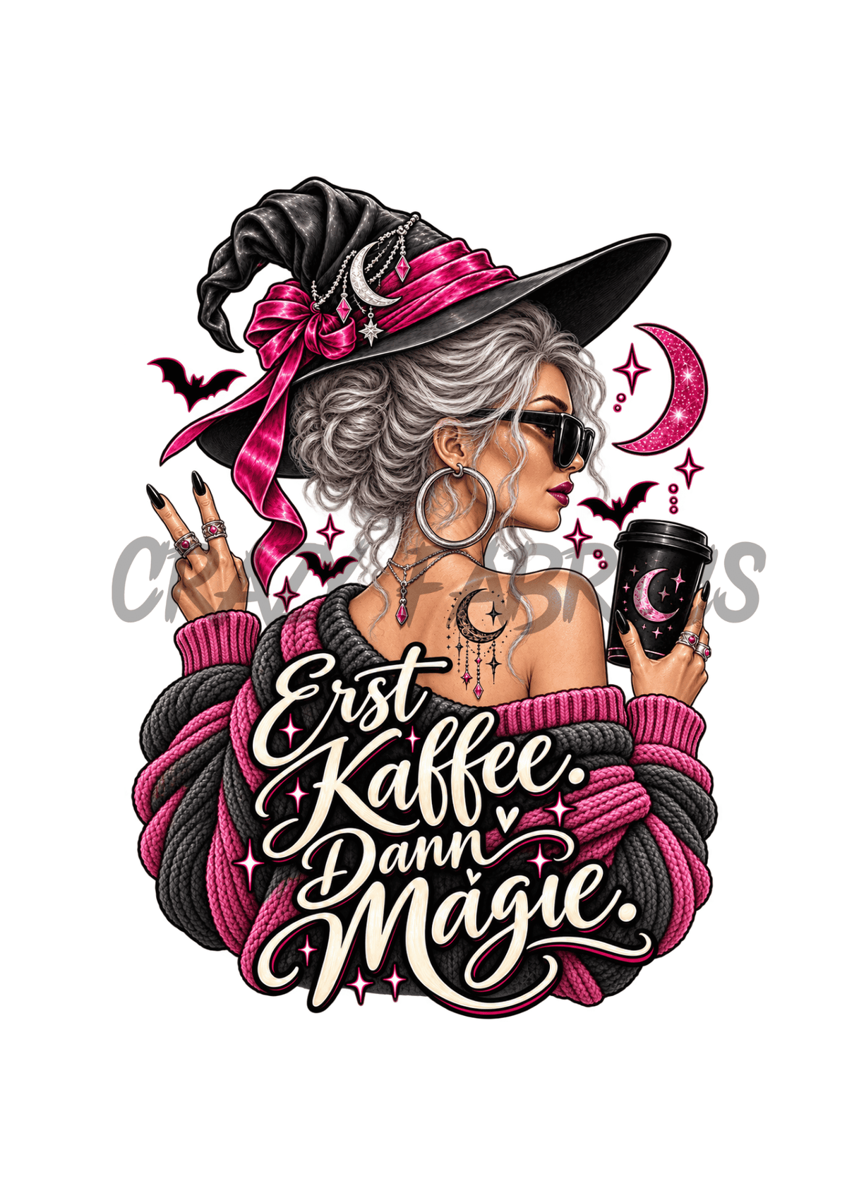 Bügelbild „erst Kaffee, dann Magie.“ blond