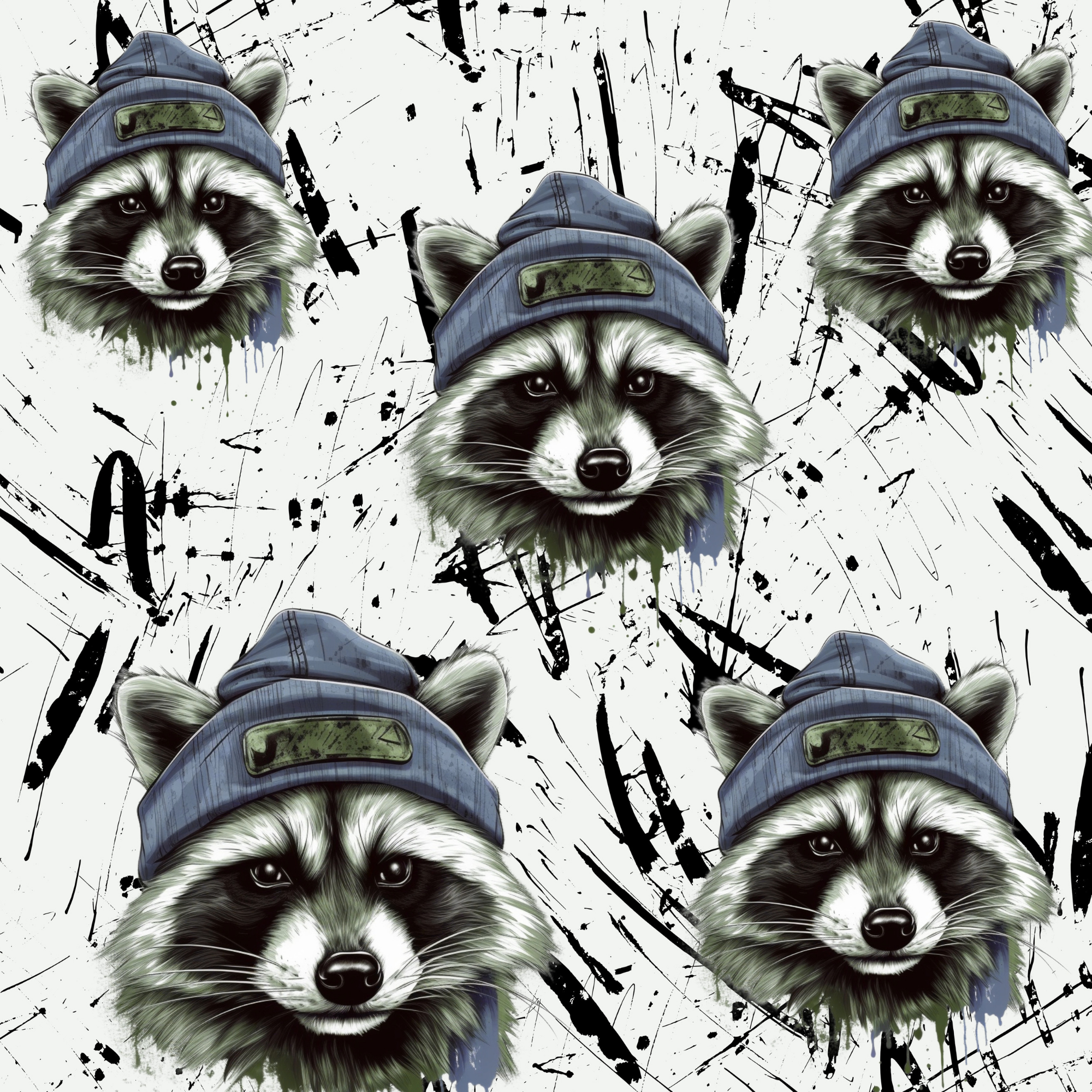 Stoff „Denim Racoon“