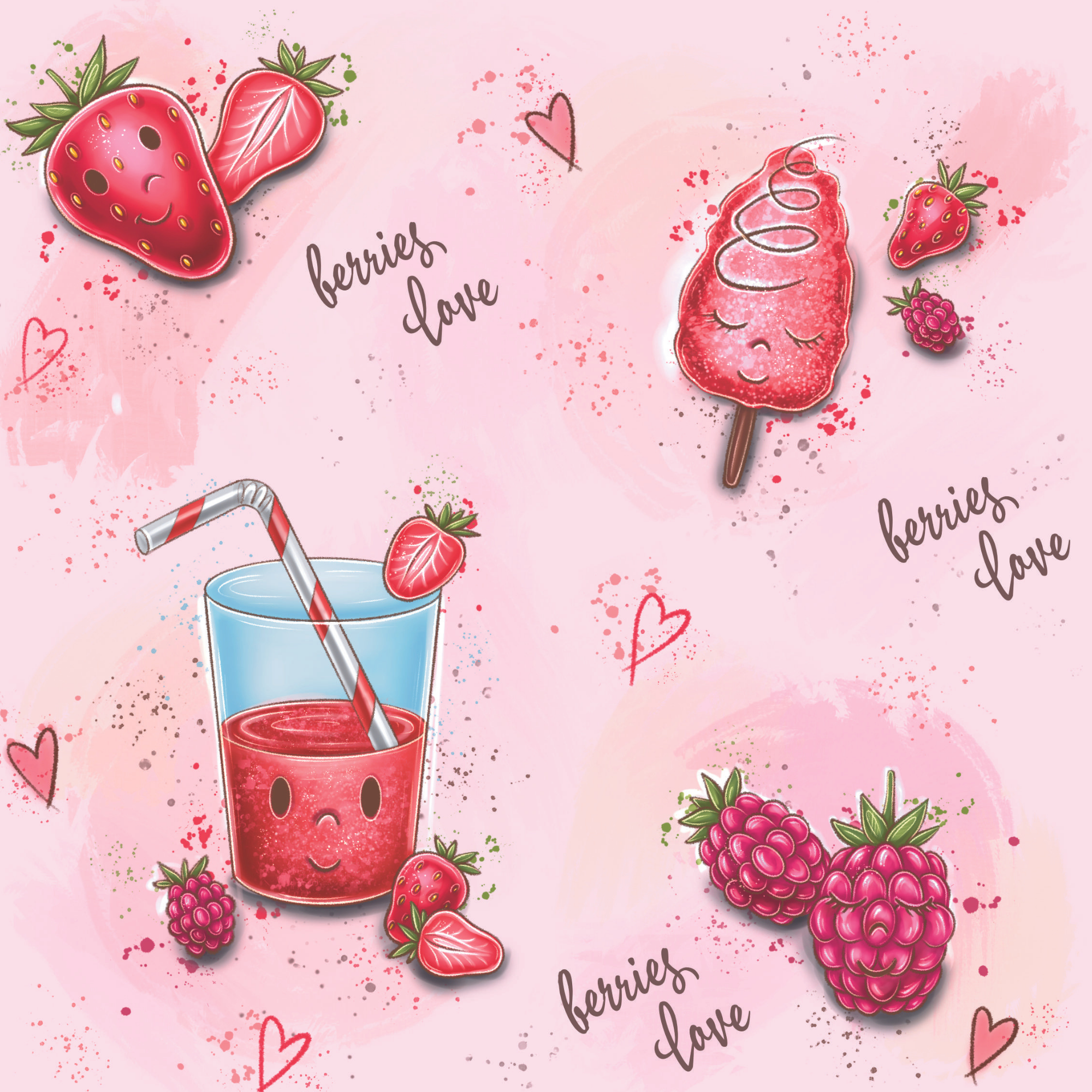 Stoff „Berrys pink“