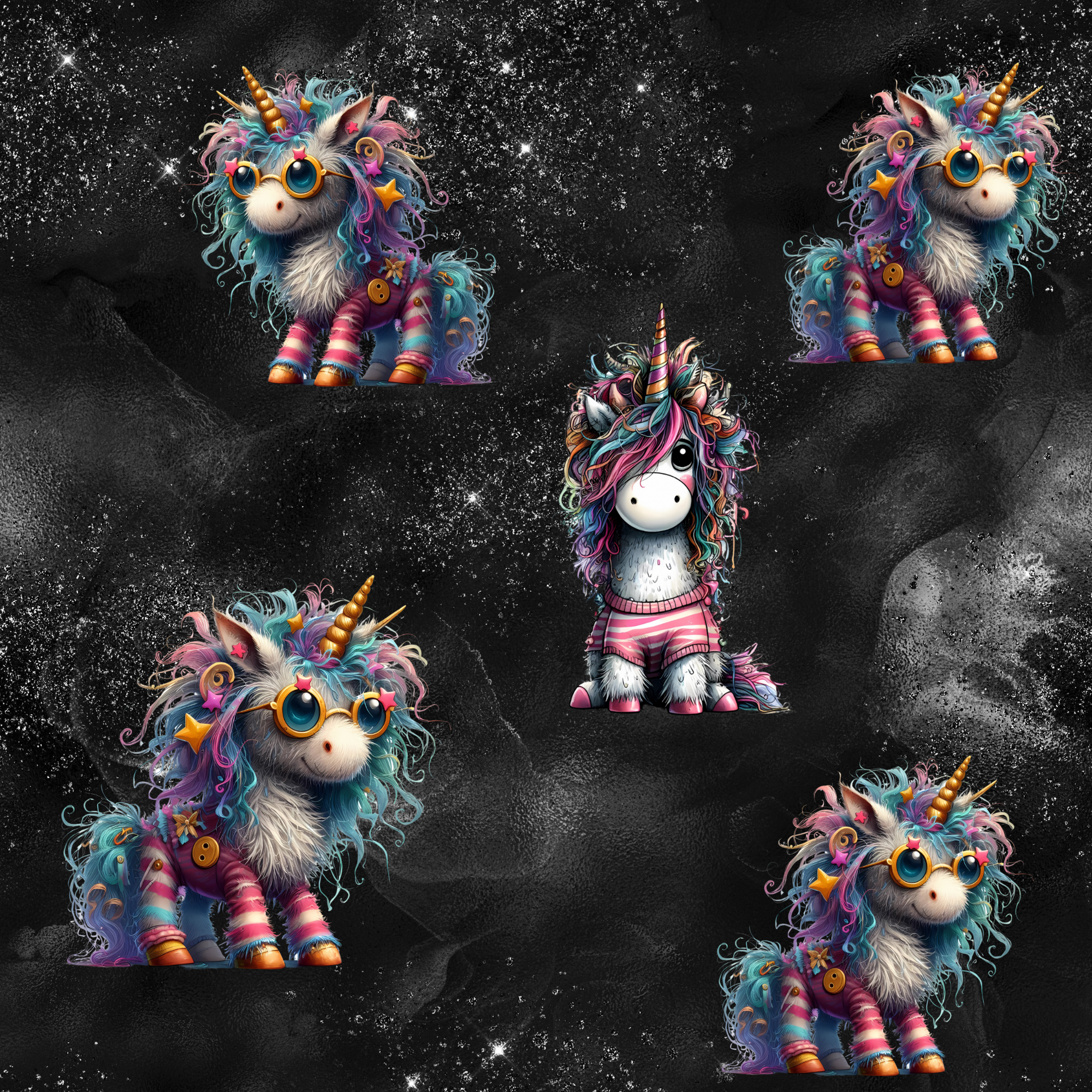 Stoff „ Einhorn bei Nacht“