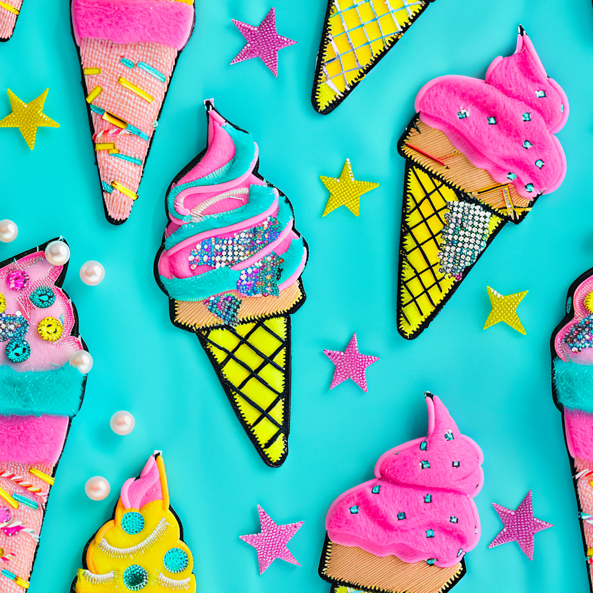 Stoff „ Flying Icecream“