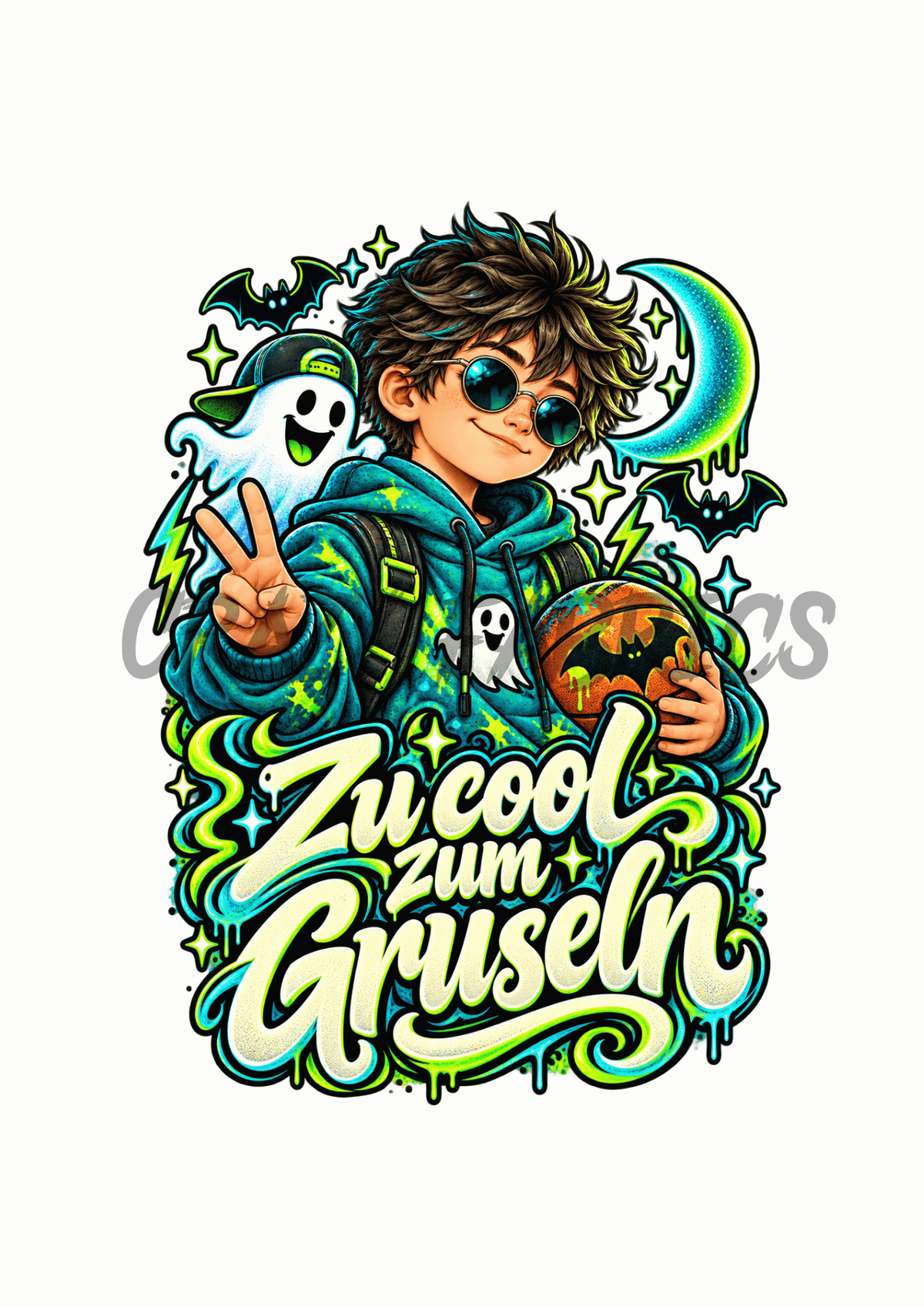Bügelbild „Zu cool zum Gruseln“