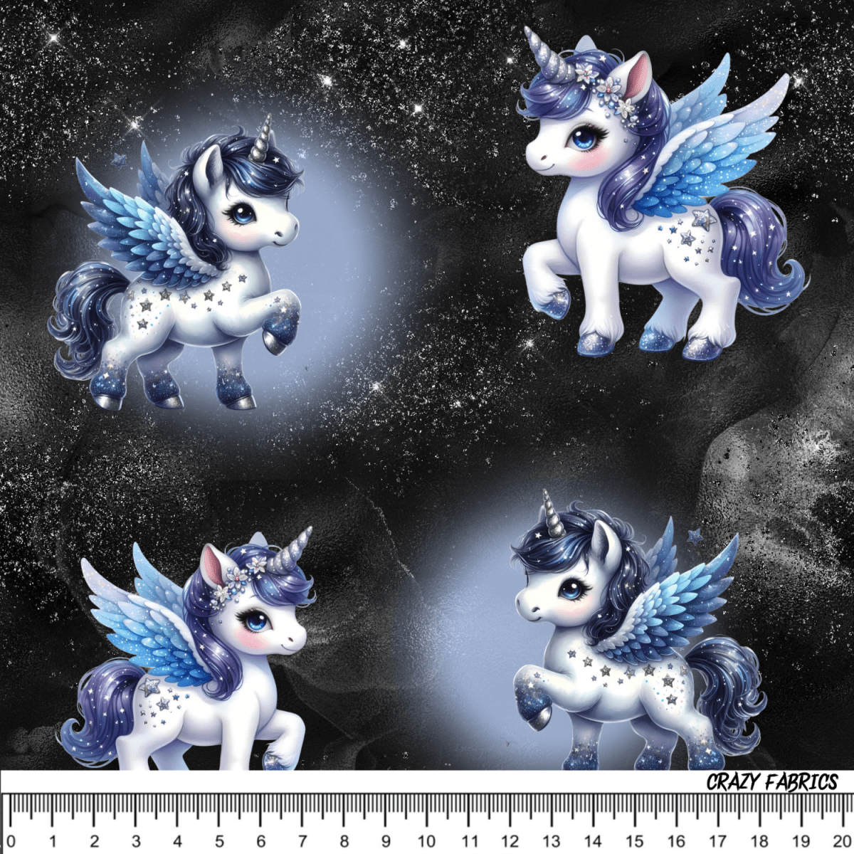 Stoff „Flying Unicorn by night“ - Crazy Fabrics