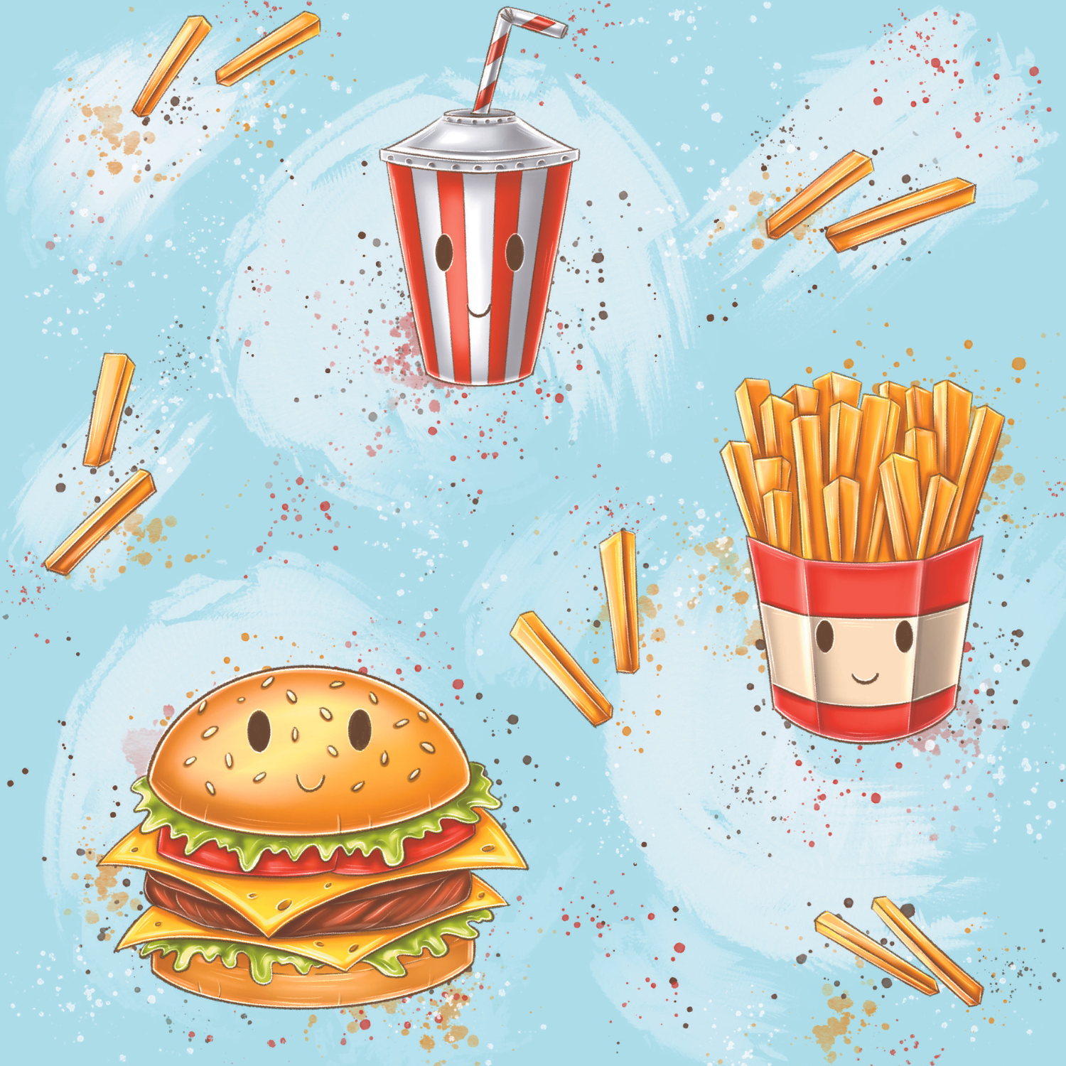 Stoff „Burger Love“