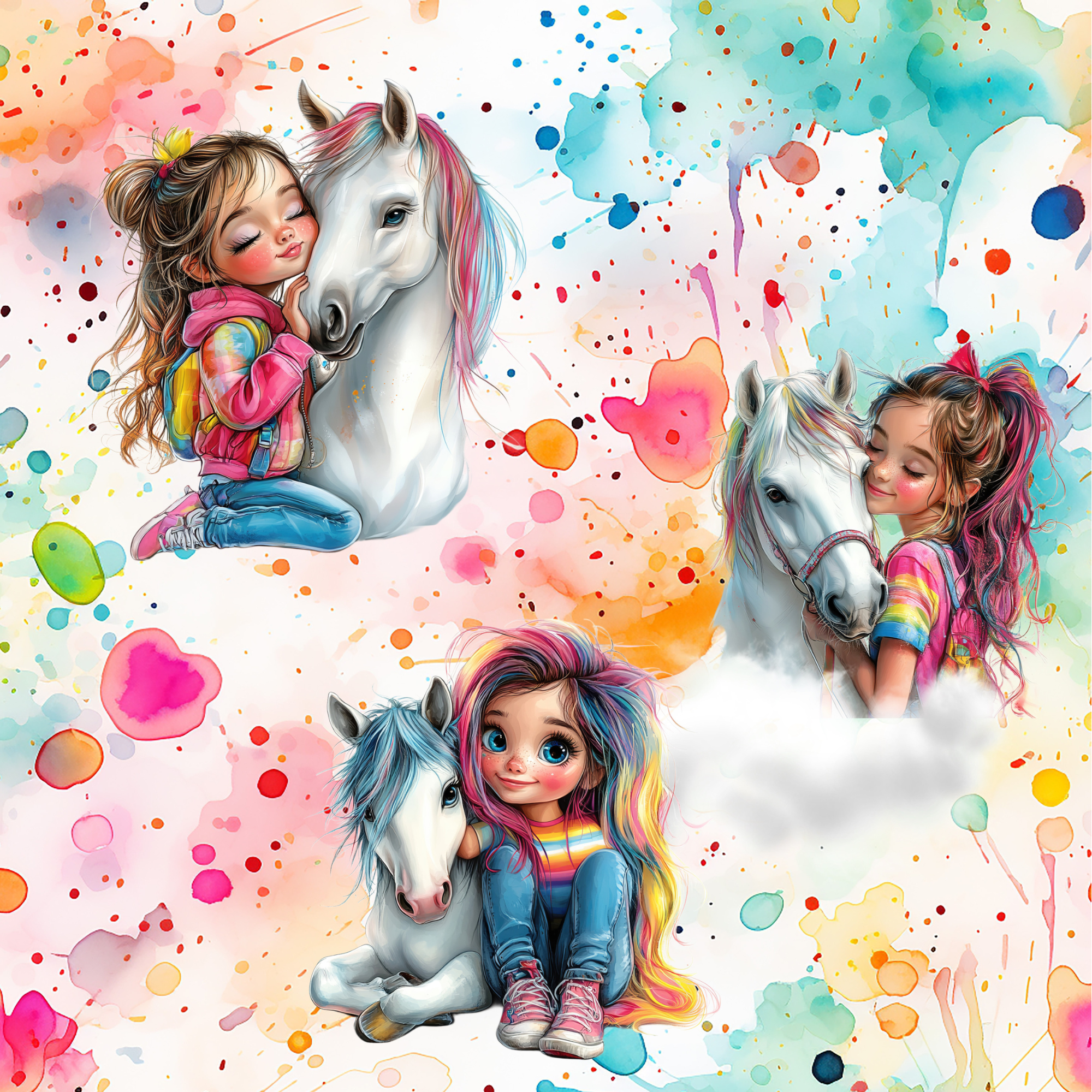 stoff „Mädchen mit Pferd“