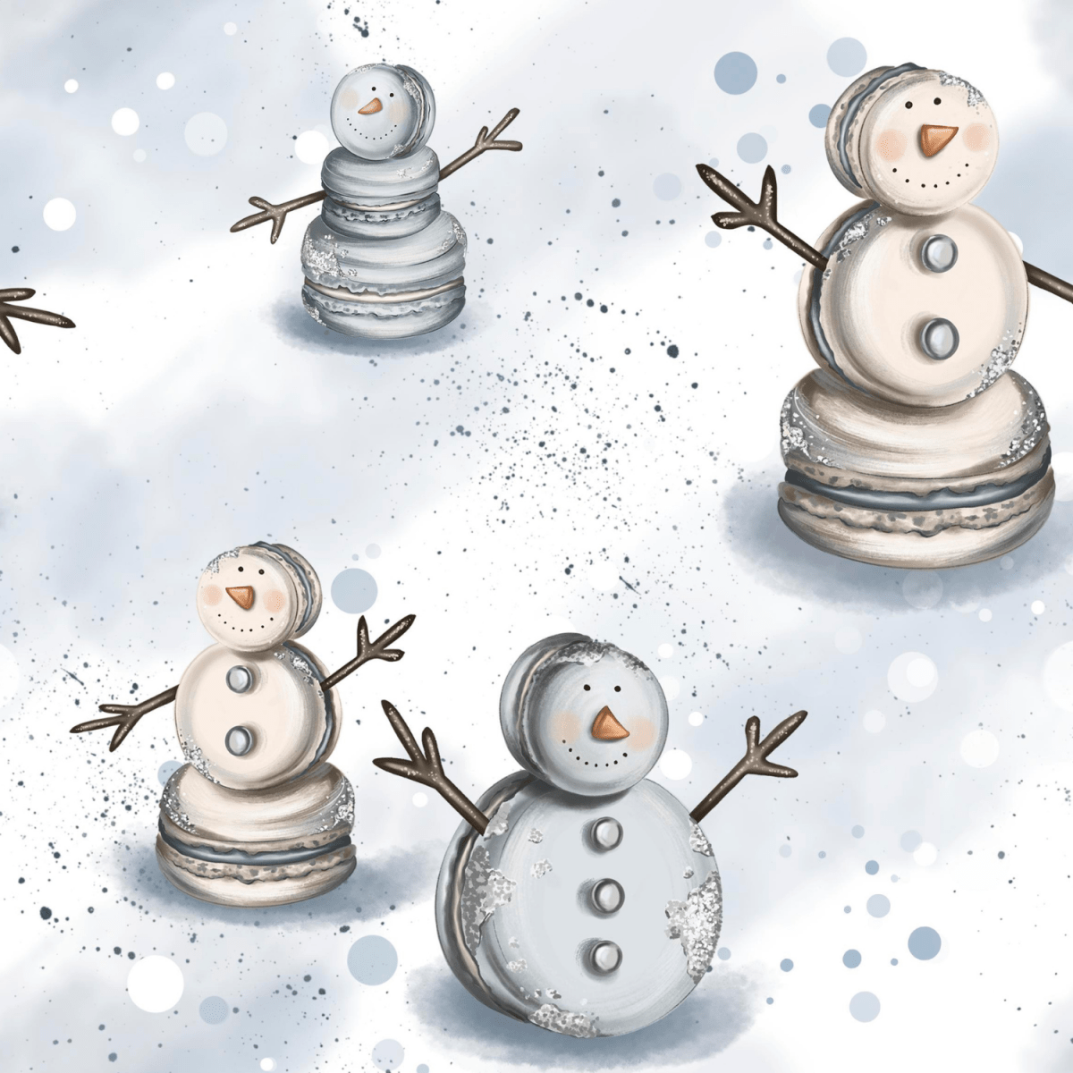 Stoff „Macaron Schneemann“
