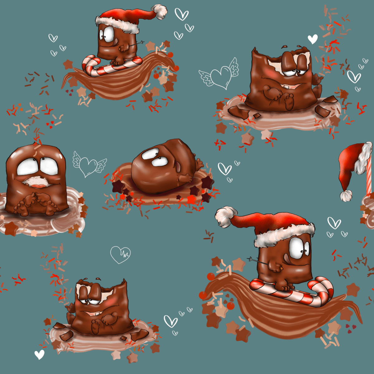 Stoff „ Schoko Santa“