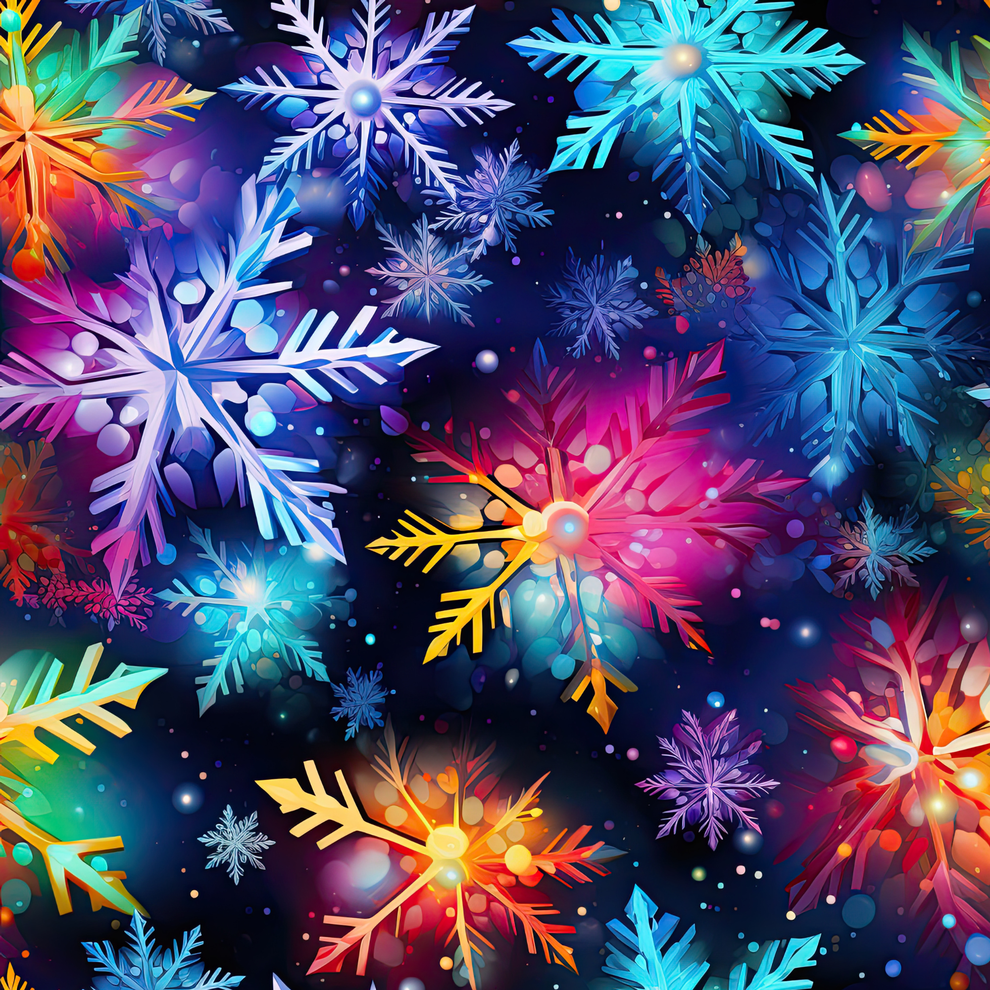 Stoff „Neon Snowstars“