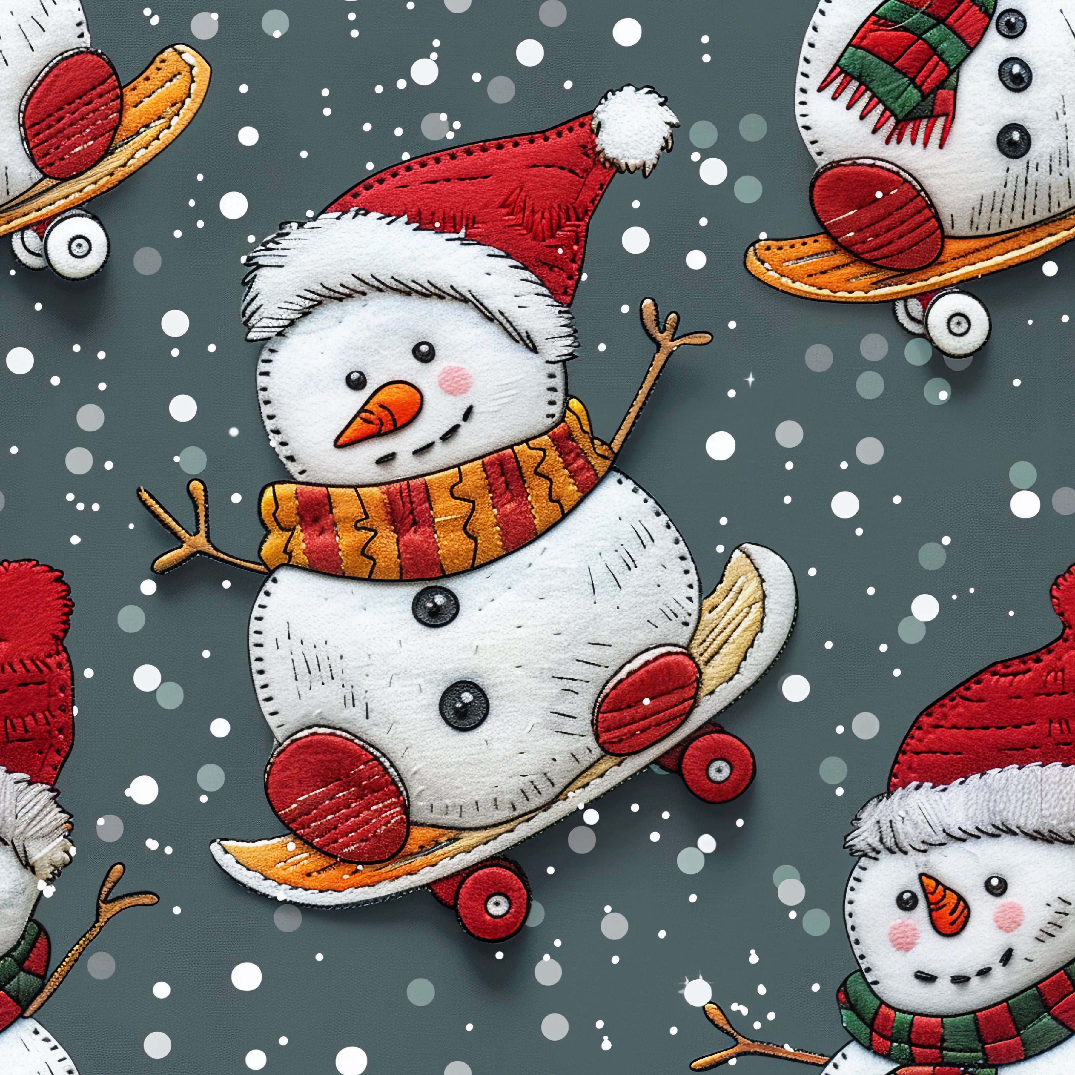 Stoff „skate snowman“