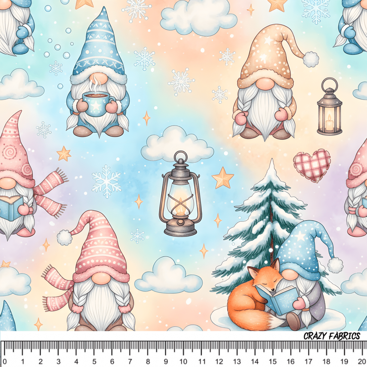 Stoff „Winter Rainbow Zwerg“ - Crazy Fabrics