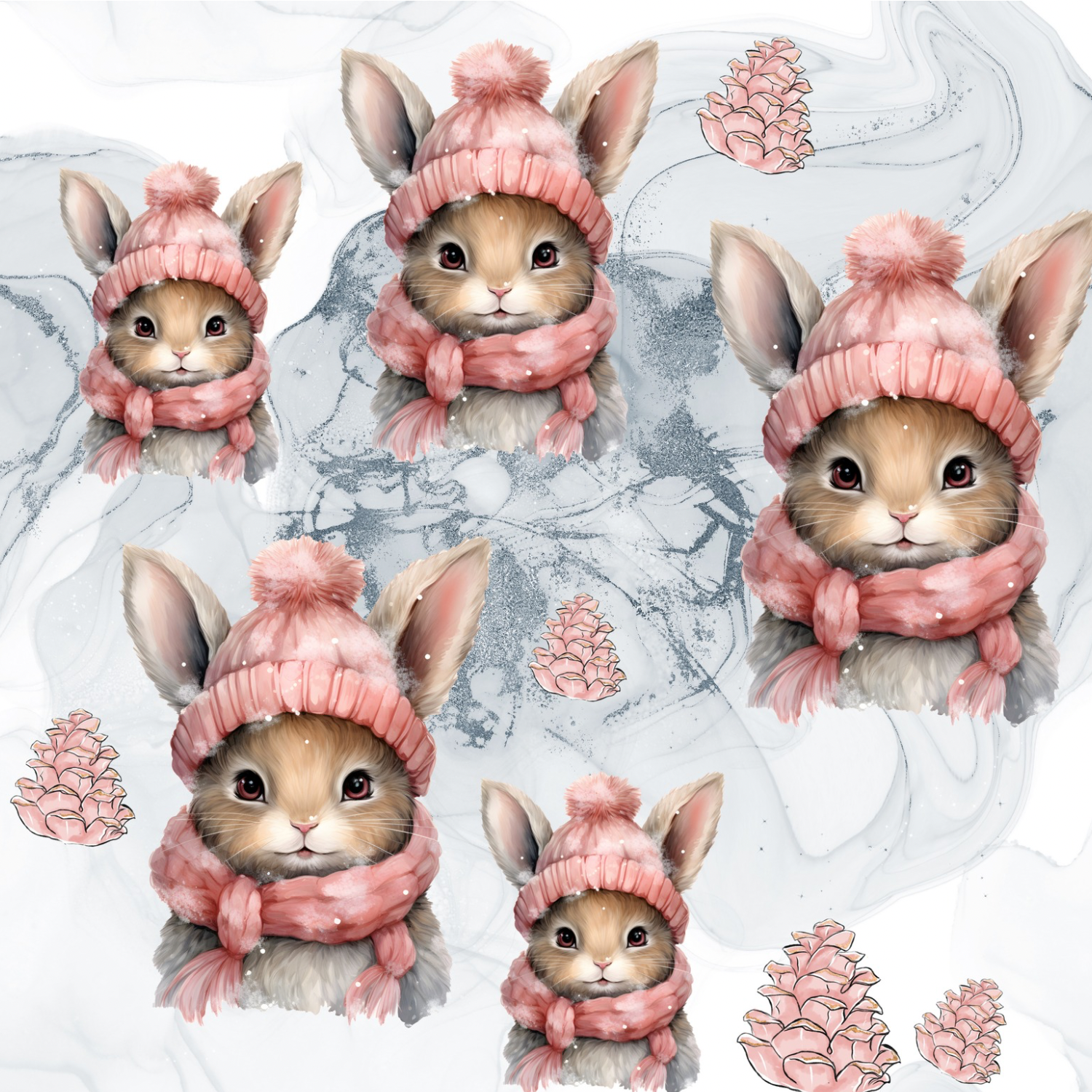Stoff „Winter hase“