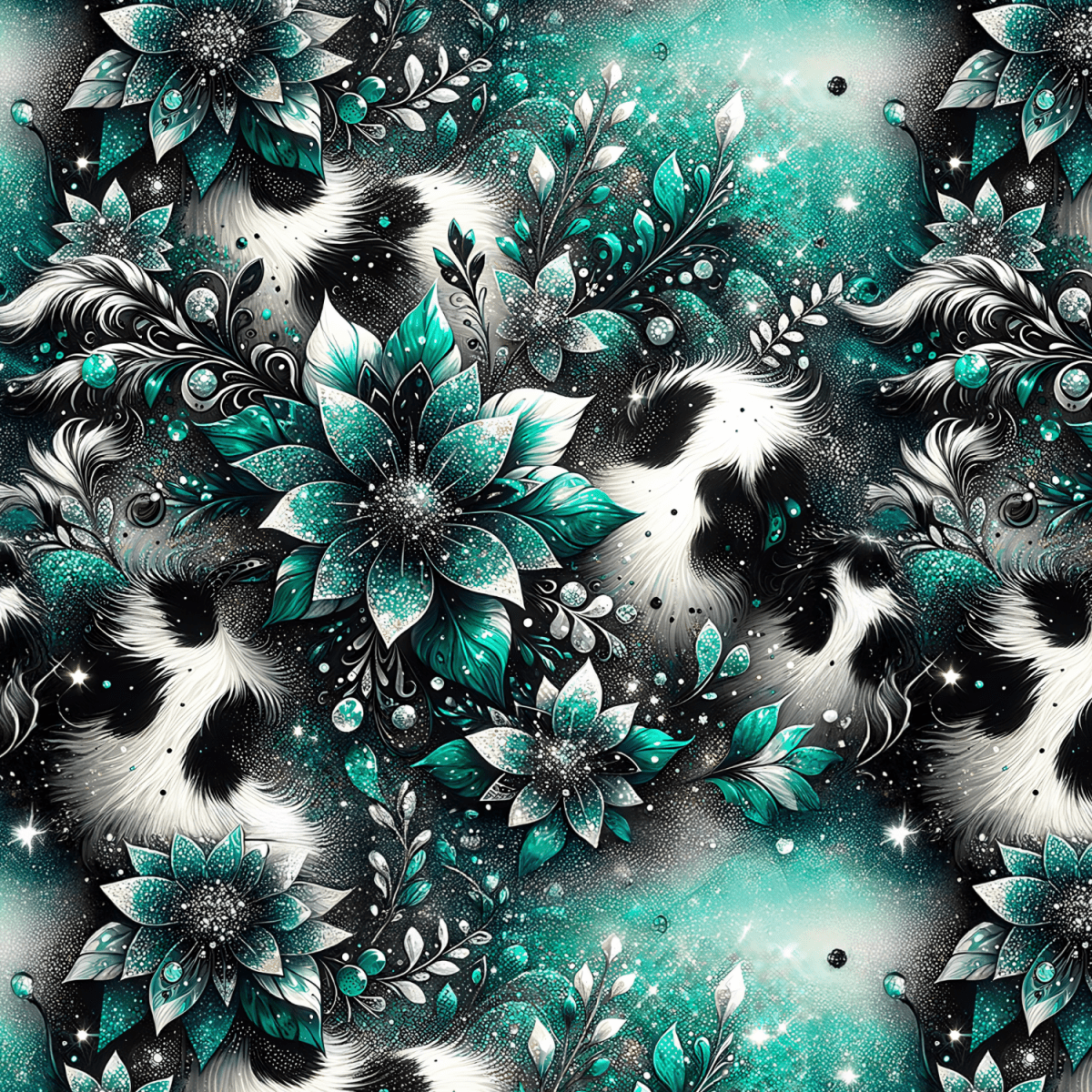 Stoff „Crazy mint Flowers“ - Crazy Fabrics