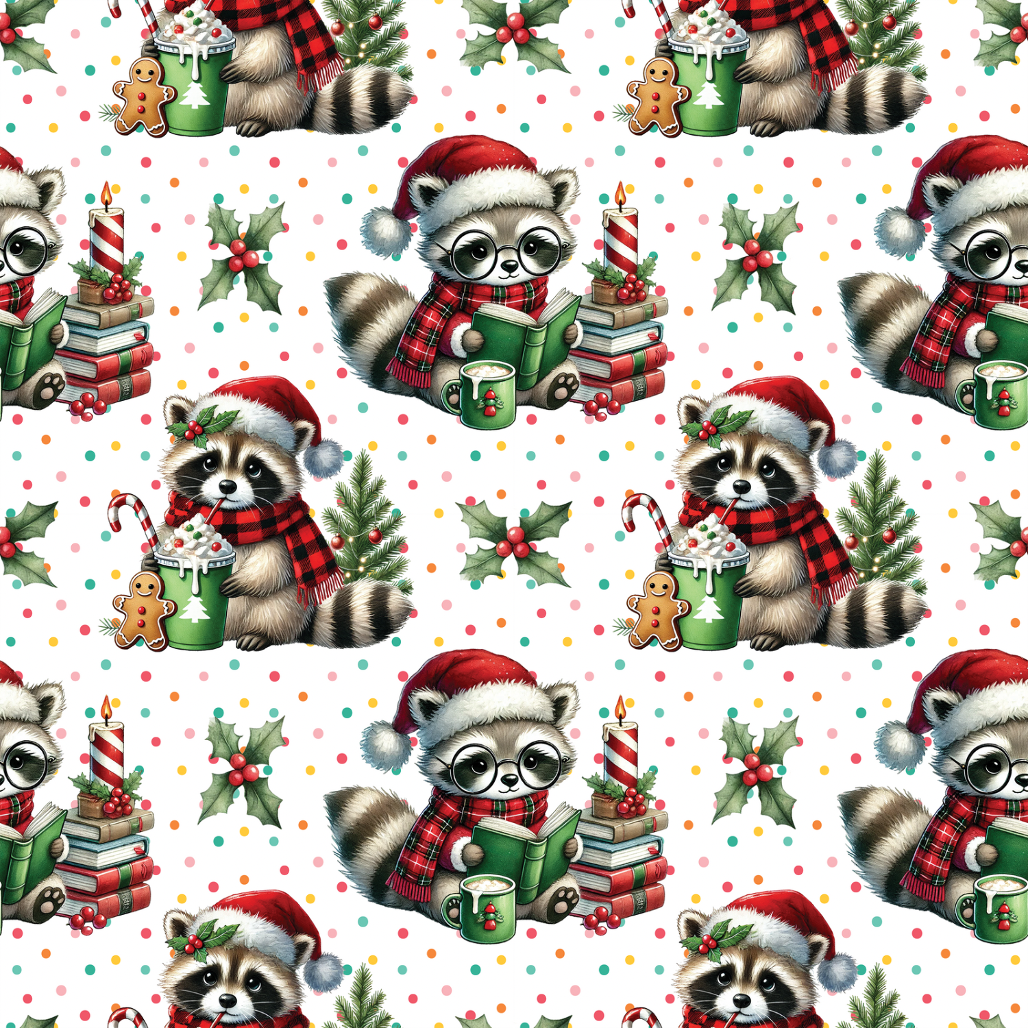 Stoff „christmas Racoon“