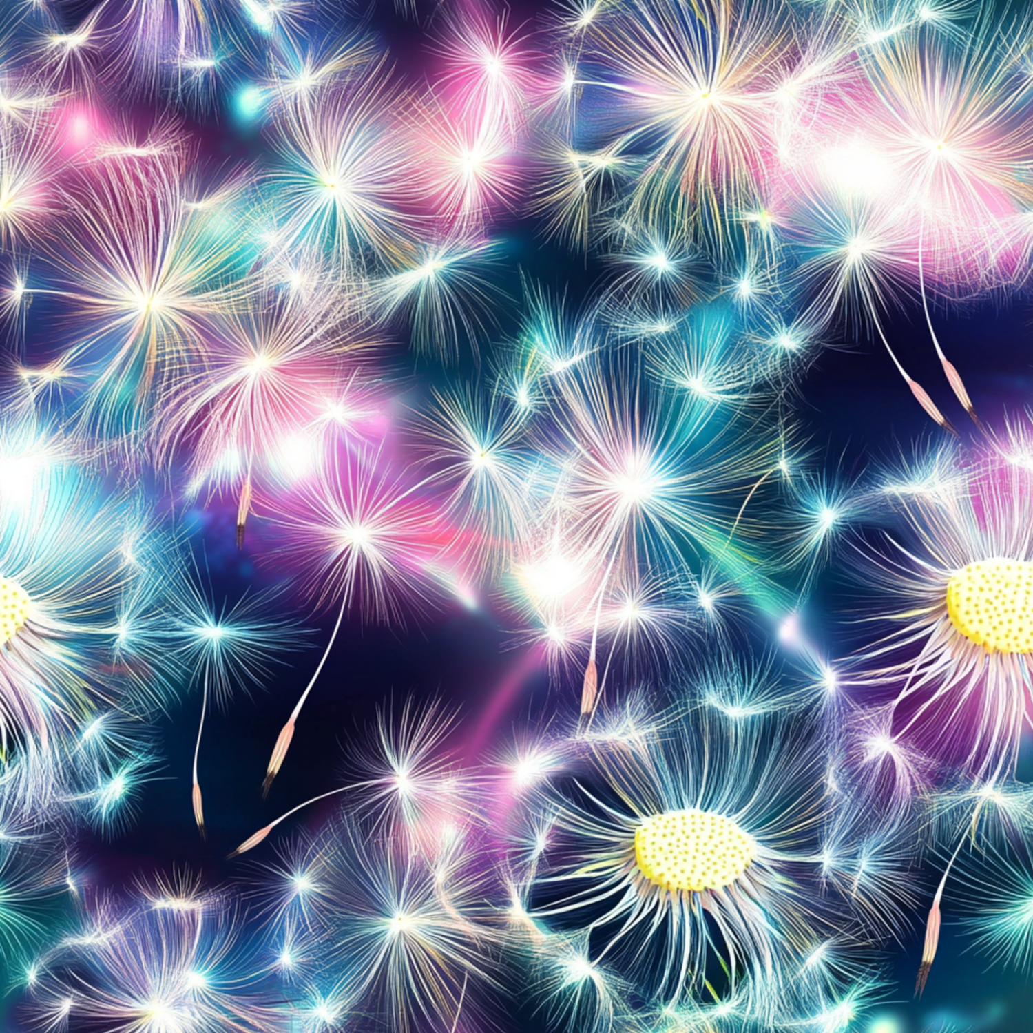 Stoff „Rainbow Pusteblume“