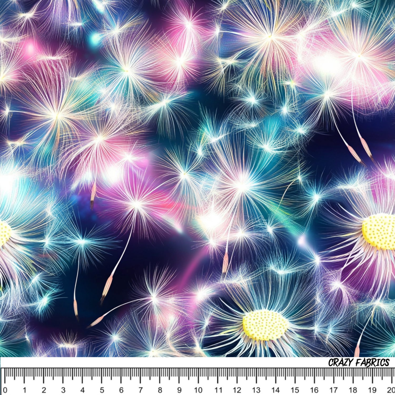 Stoff „Rainbow Pusteblume“