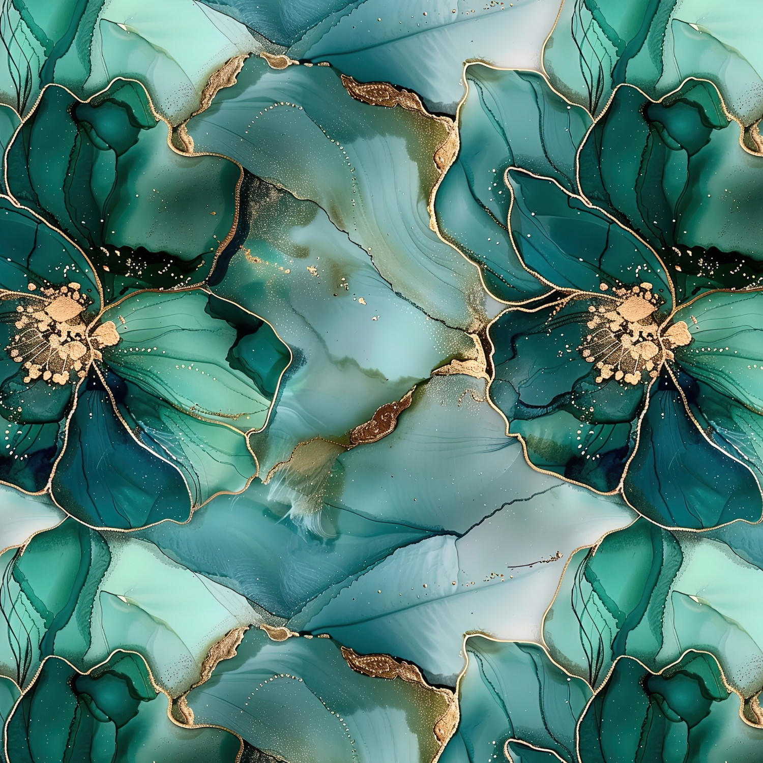 Stoff „Flowers in green“