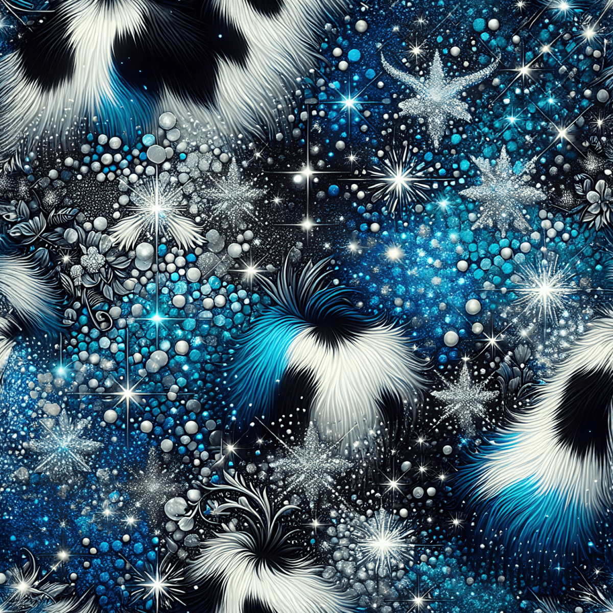 Stoff „Leo Feder blau“ - Crazy Fabrics