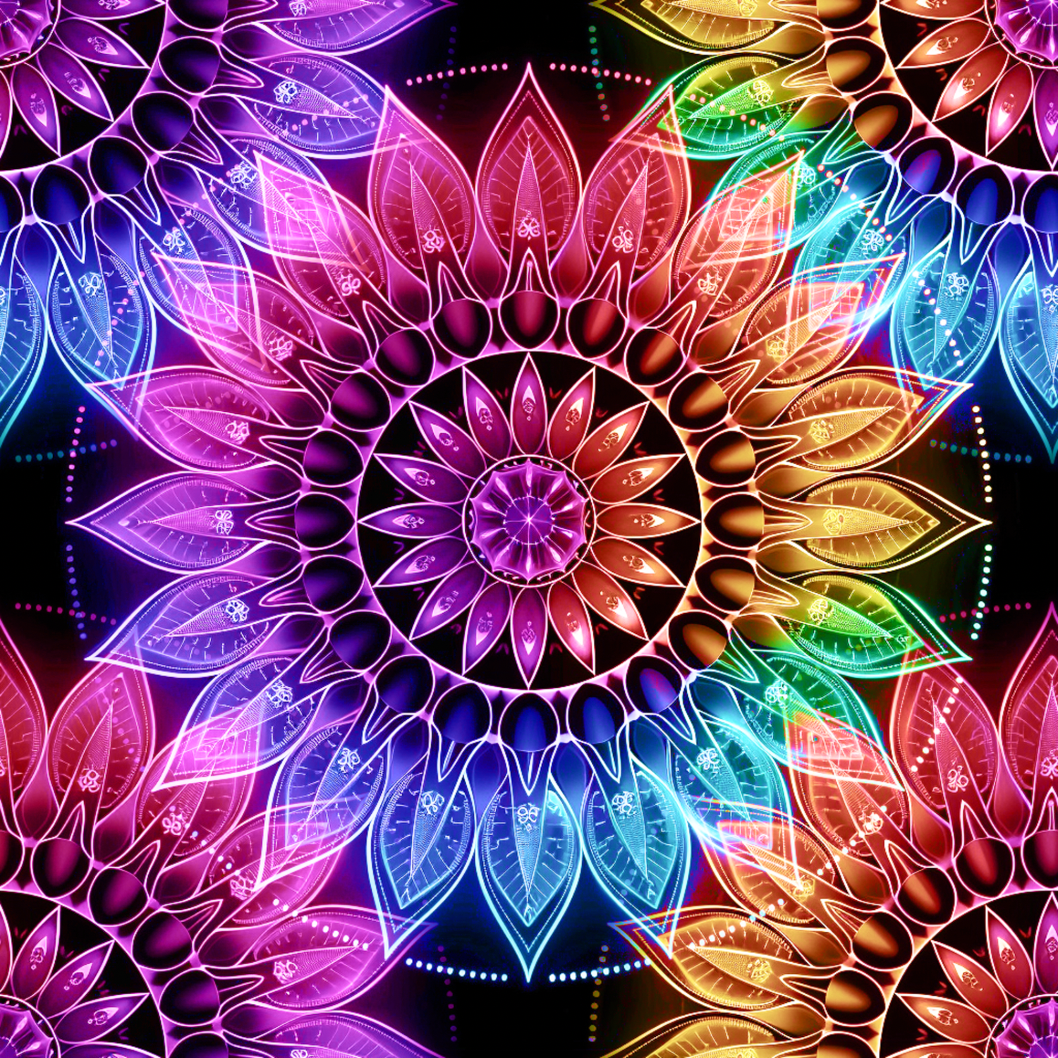 Stoff „Mandala Rainbow“