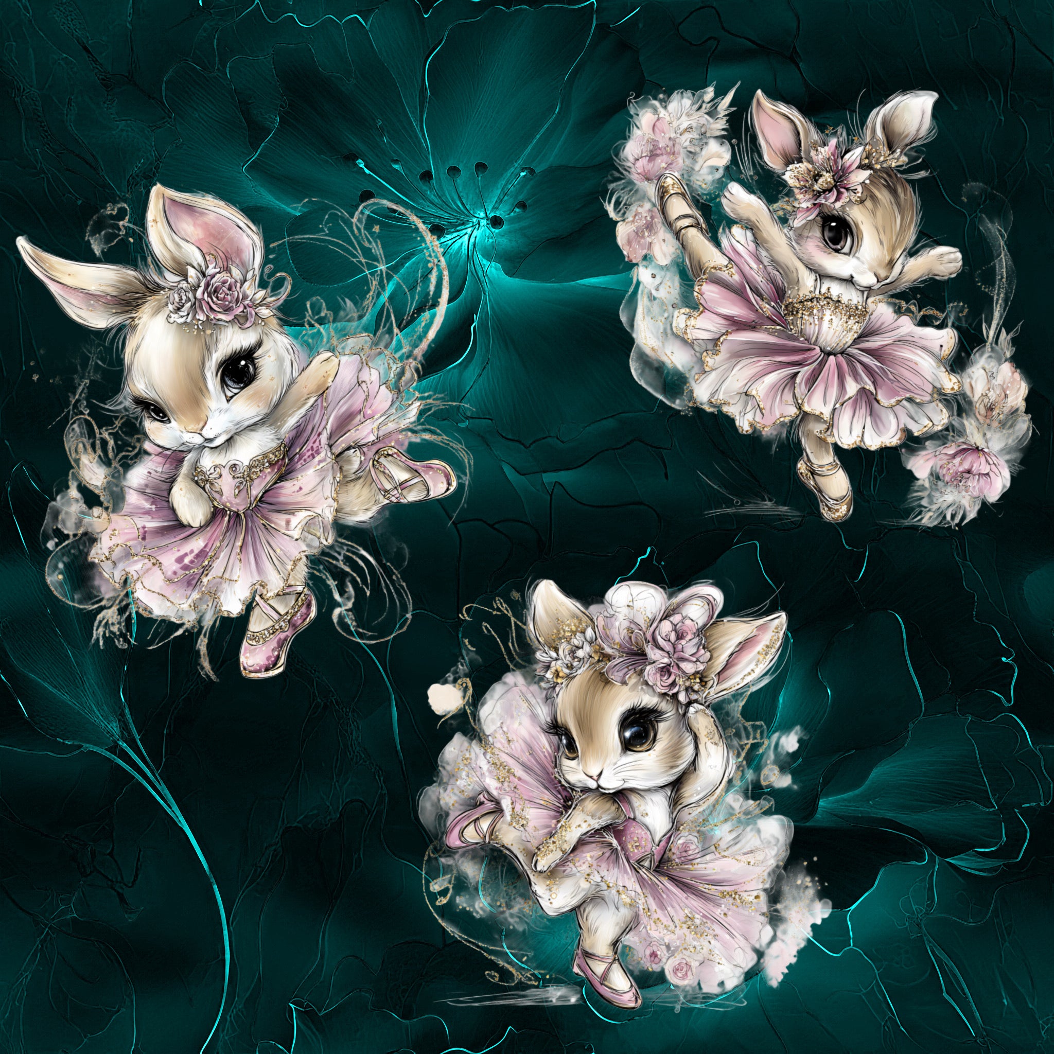 Stoff „Miss Hasi Petrol“