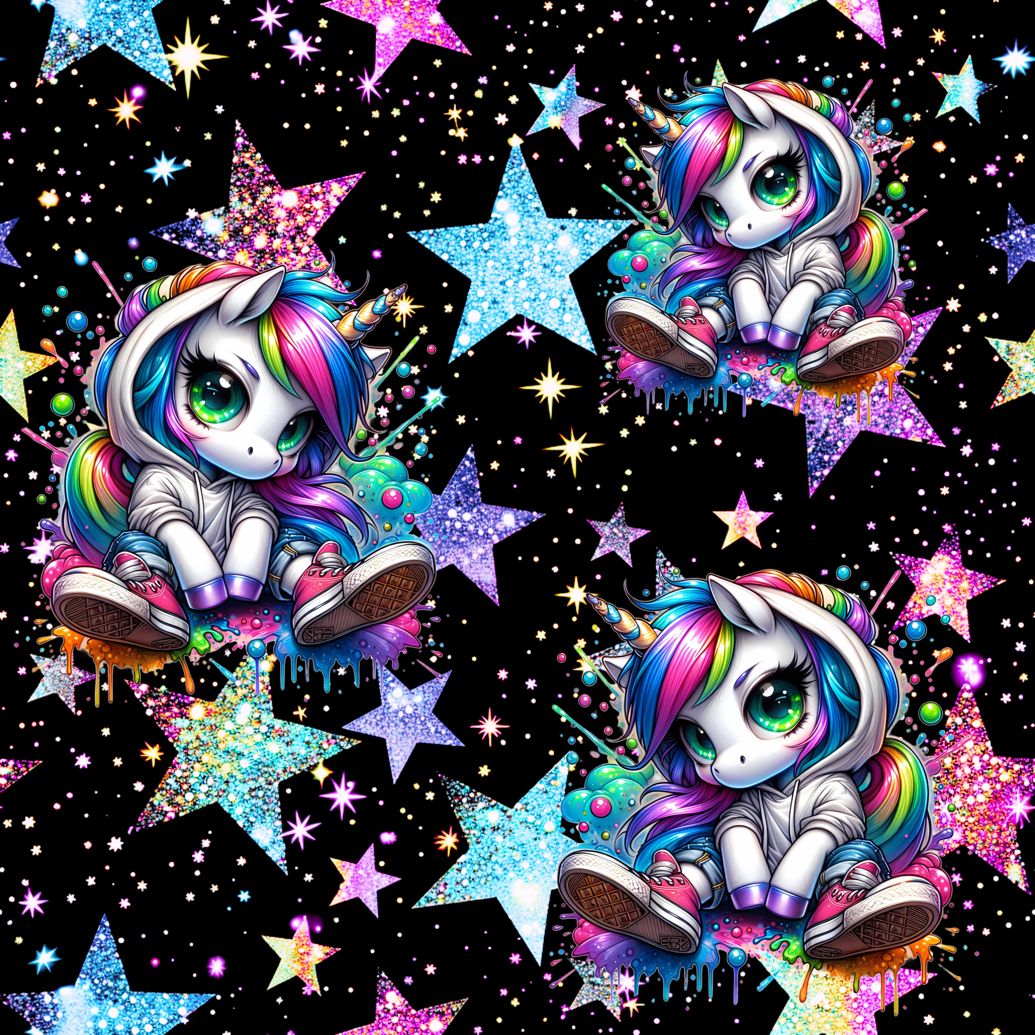 Stoff „Disco Unicorhn“