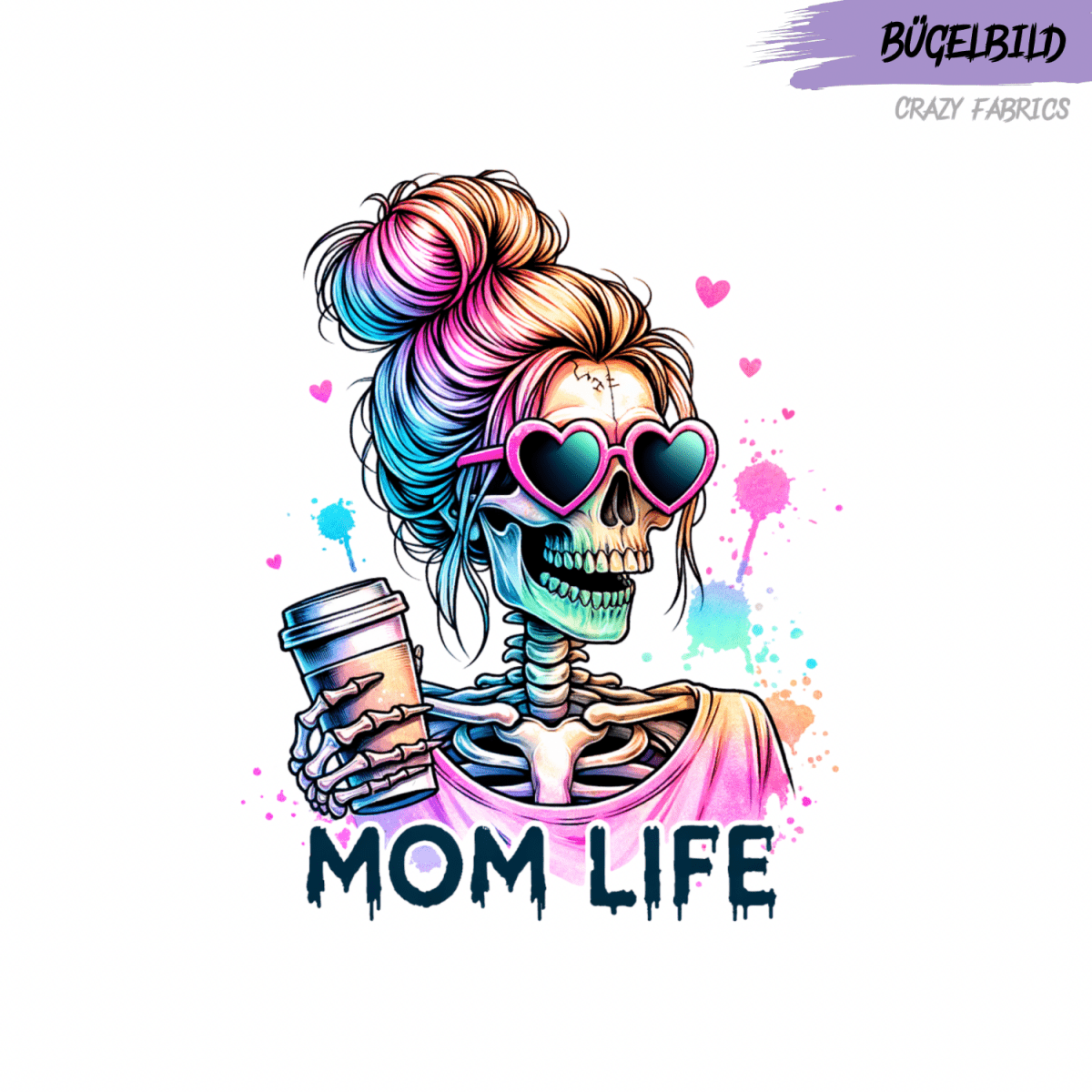 Bügelbild „Momlife“ - Crazy Fabrics