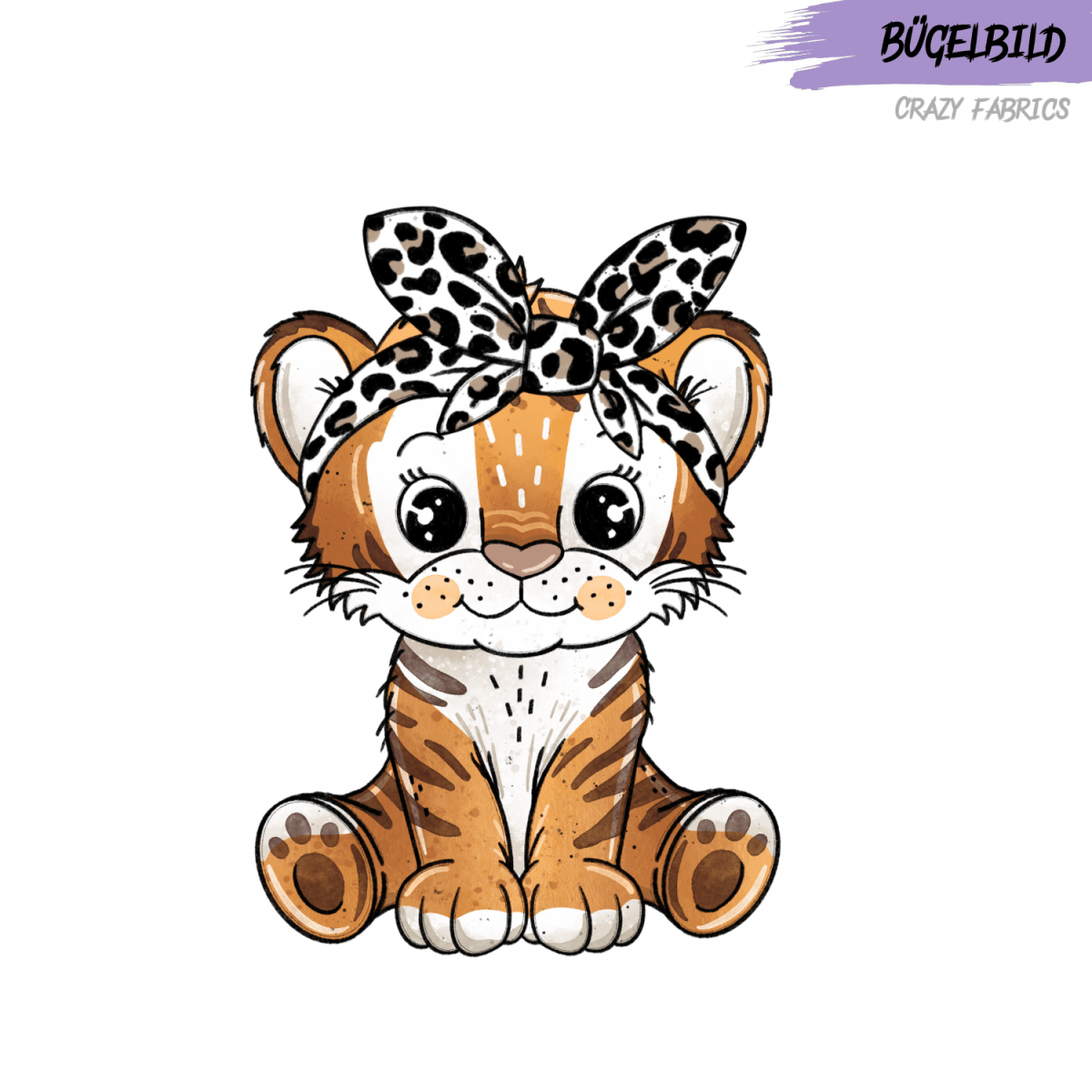 Bügelbild „Tigerchen mit Schleife“ - Crazy Fabrics