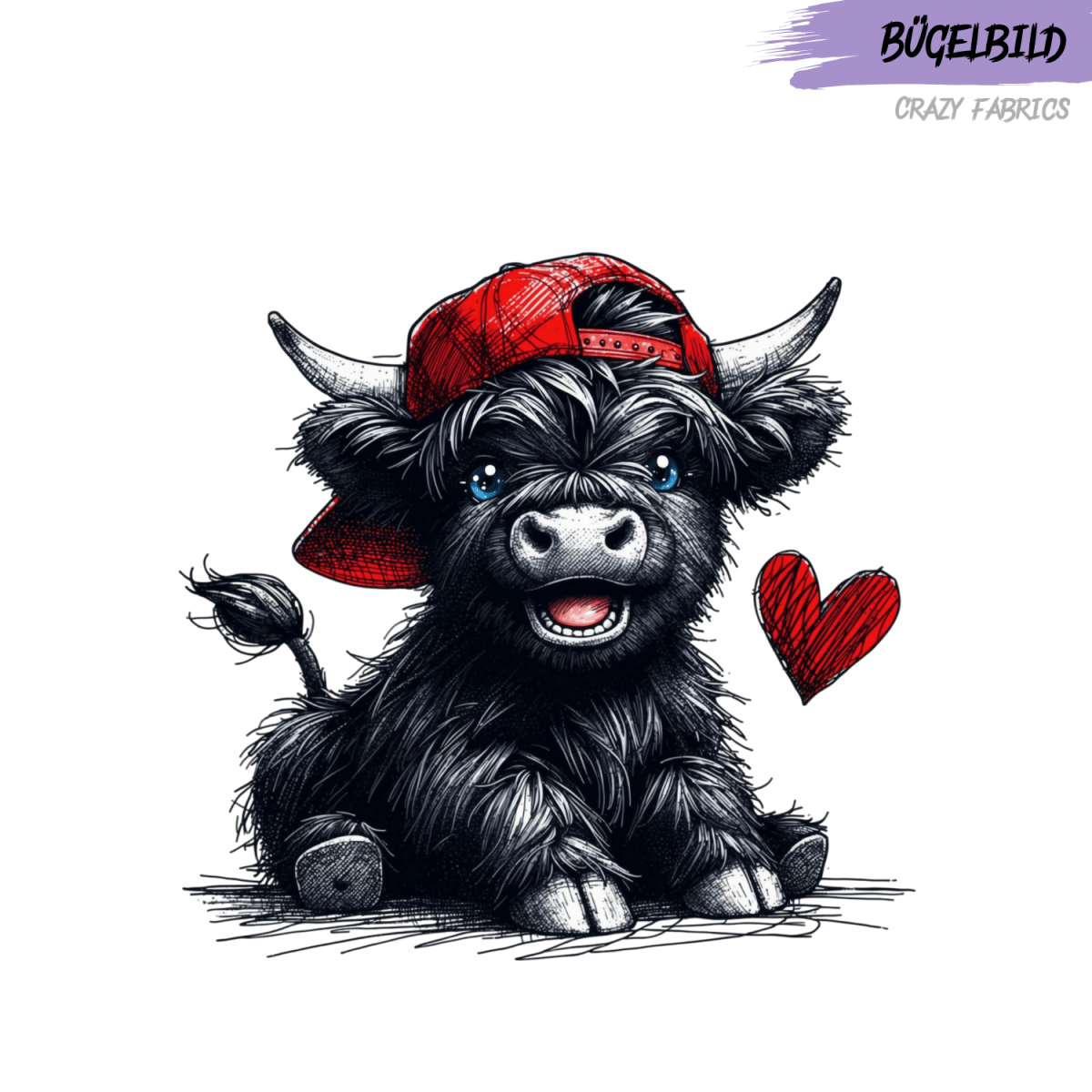 Bügelbild „Lovely Ox“ - Crazy Fabrics