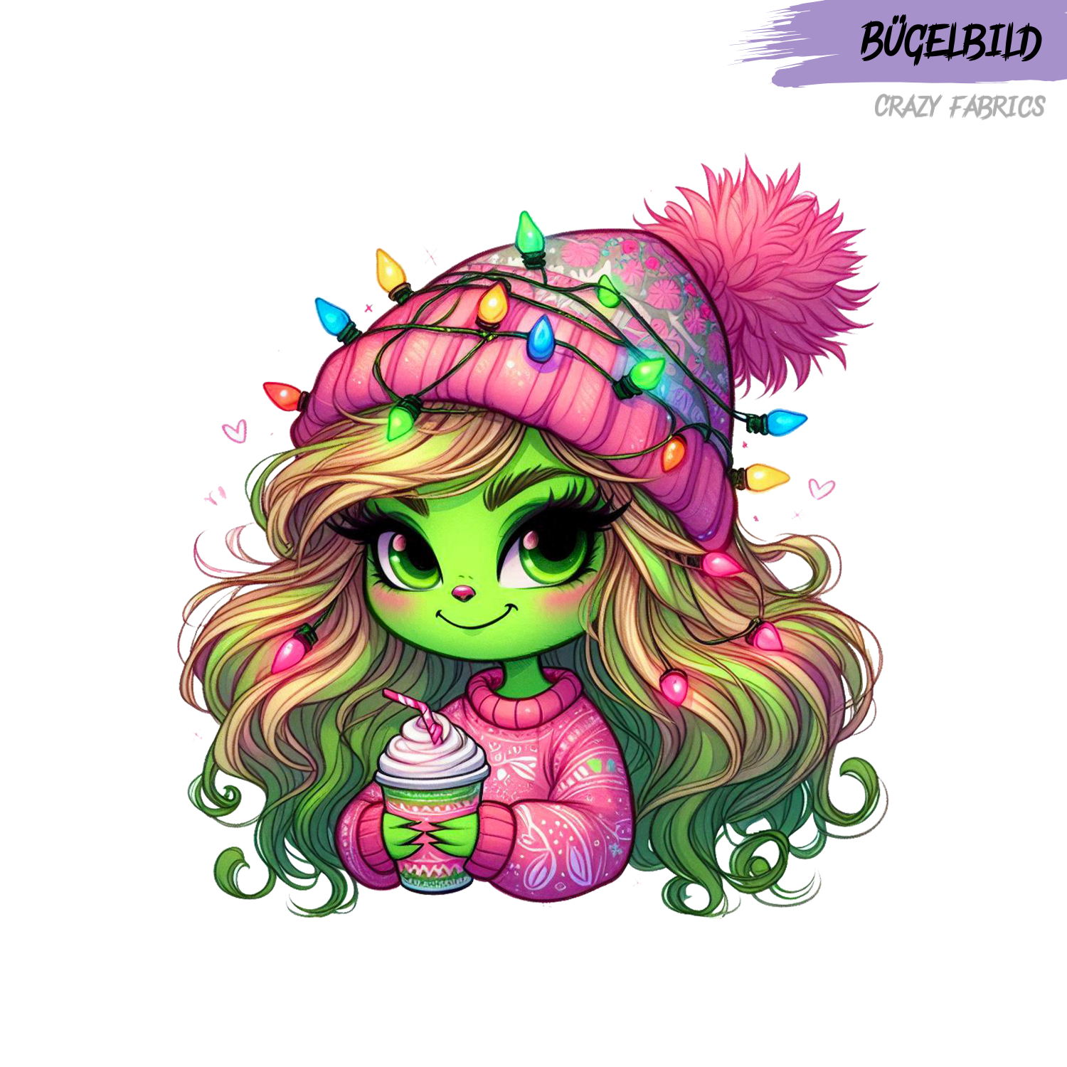 Bügelbild „Miss Grinch“