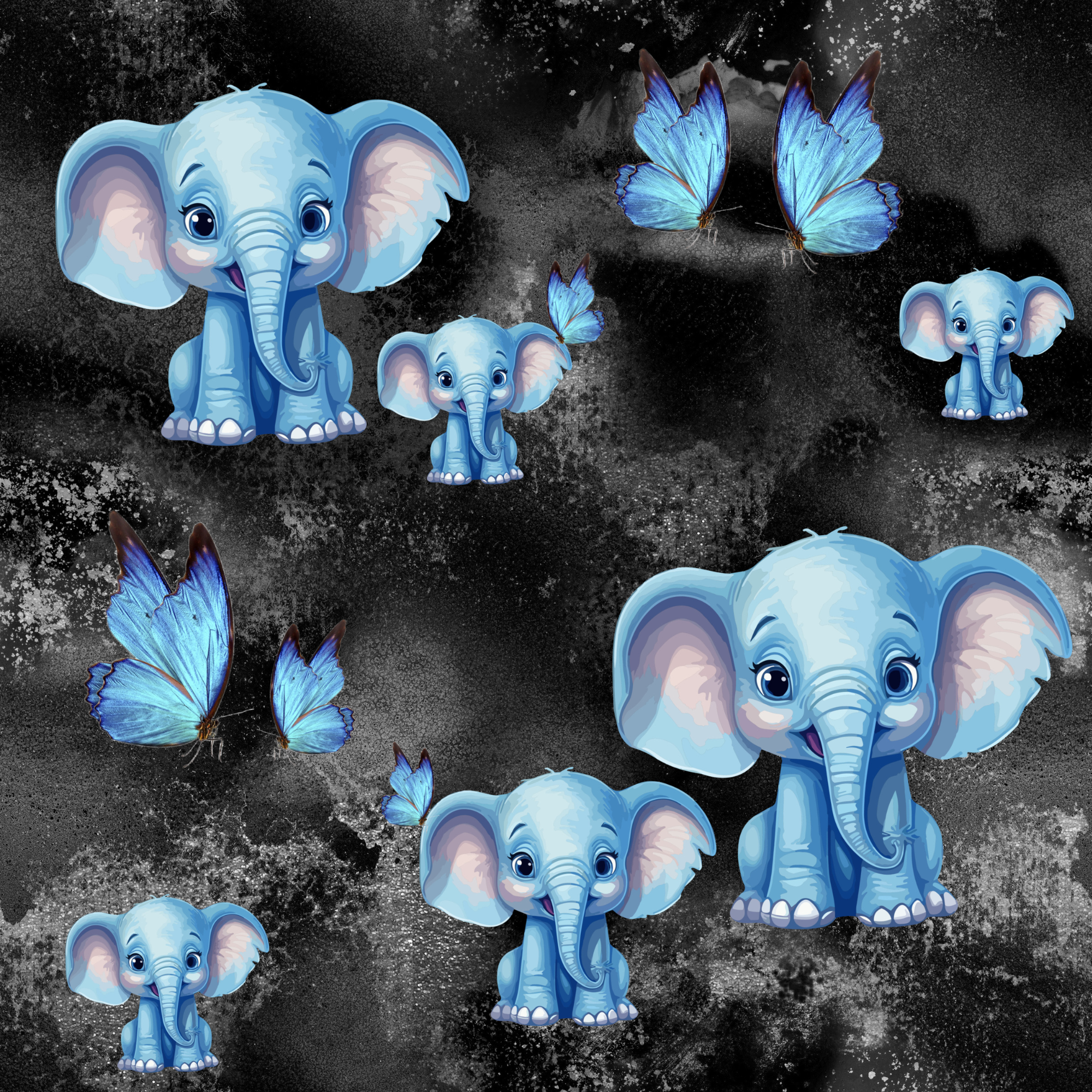 Stoff „Blaue Elefanten“