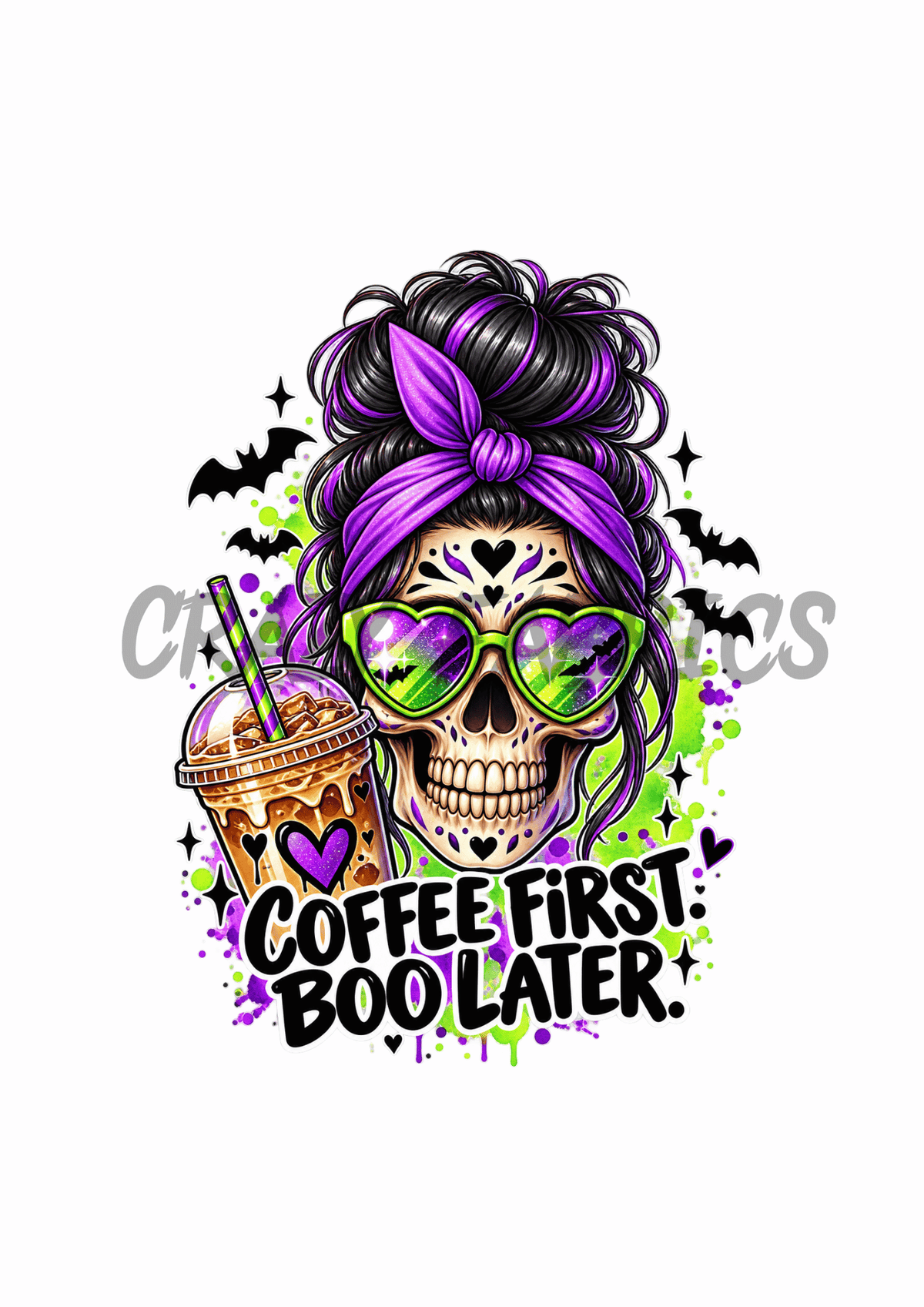 Bügelbild „Coffee First. Boo Later“