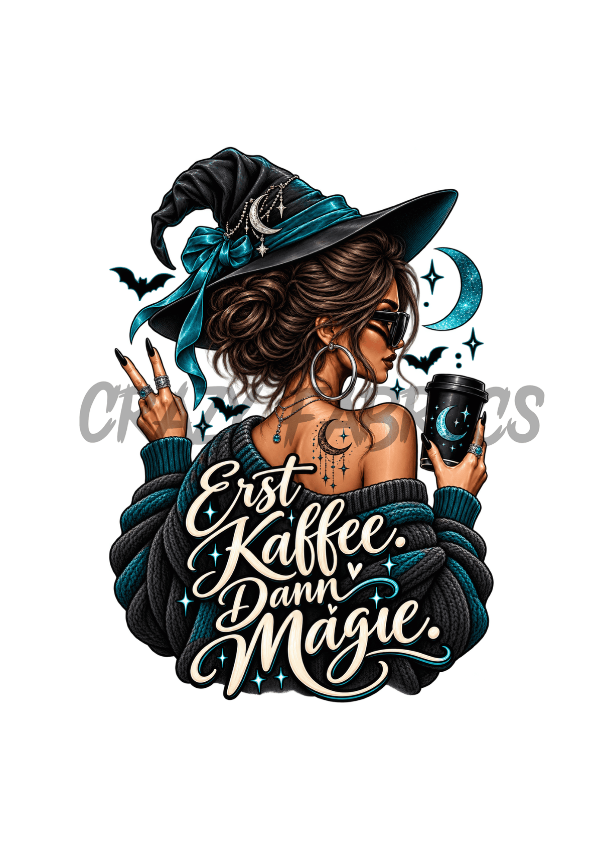 Bügelbild „erst Kaffee, dann Magie.“ brown