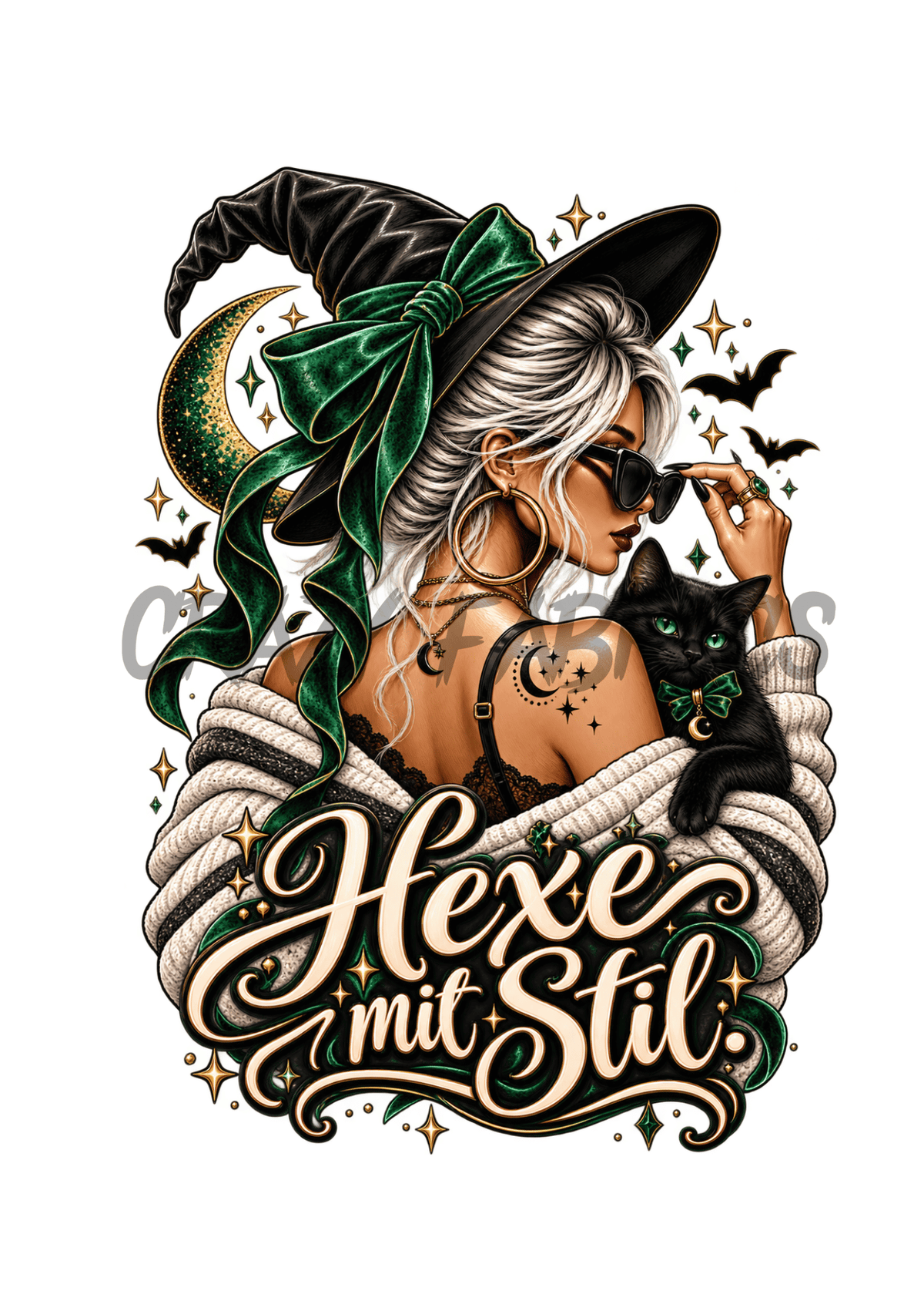 Bügelbild „Hexe mit Stil“
