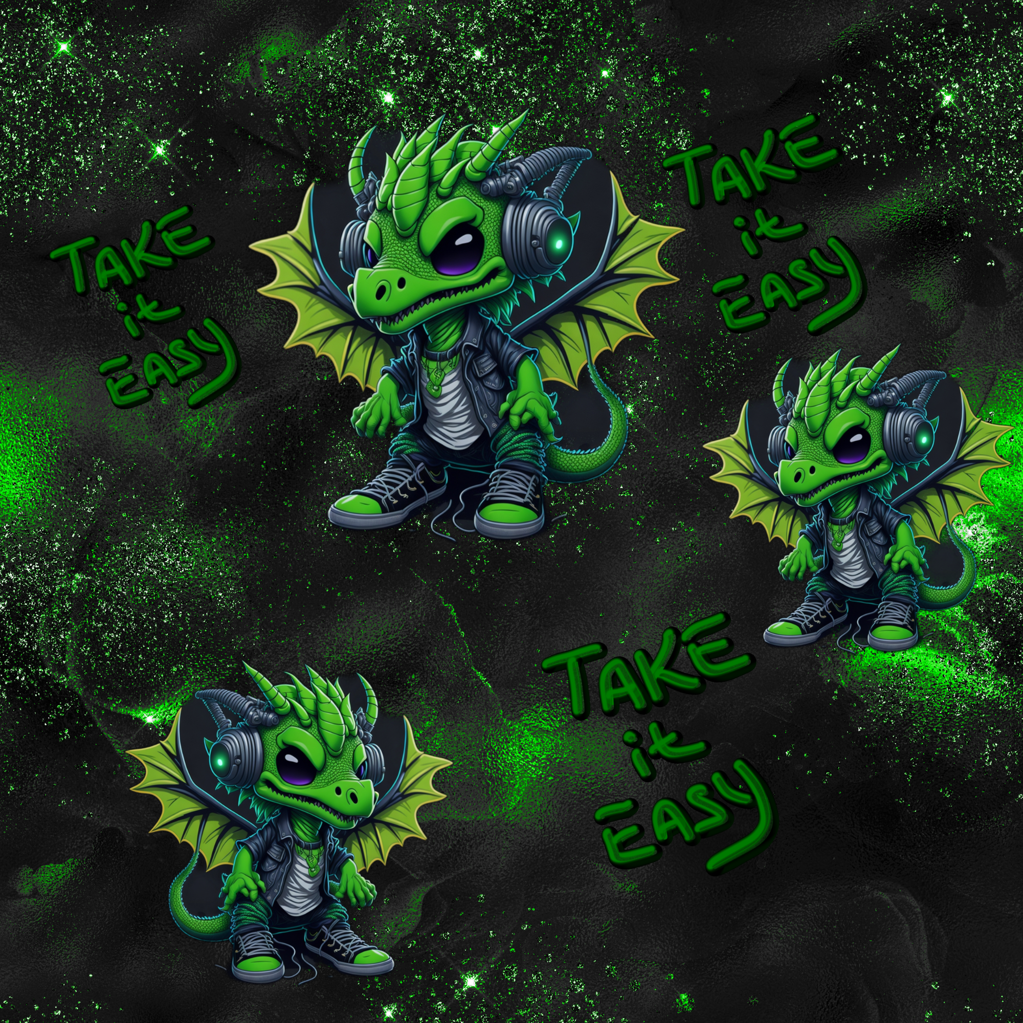 Stoff „Take it easy Dragon“