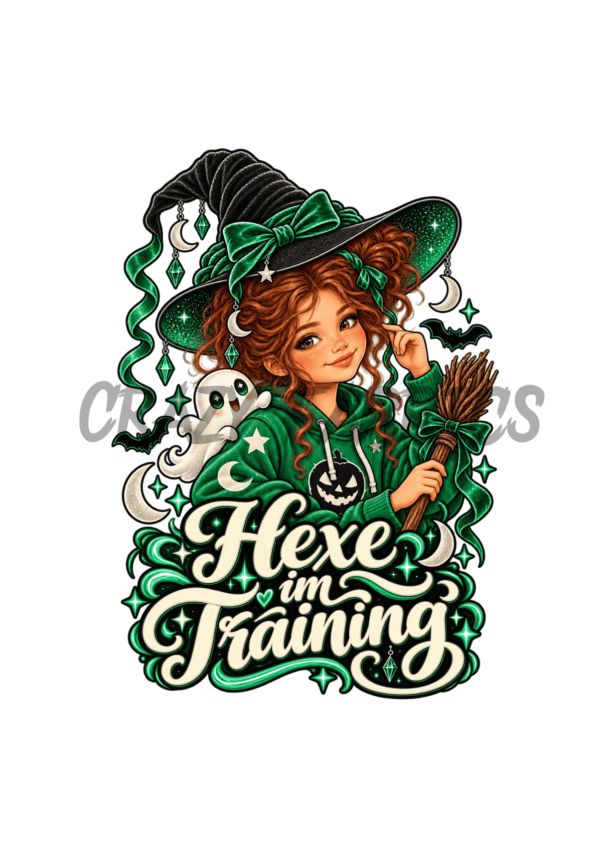 Bügelbild „Hexe im Training“