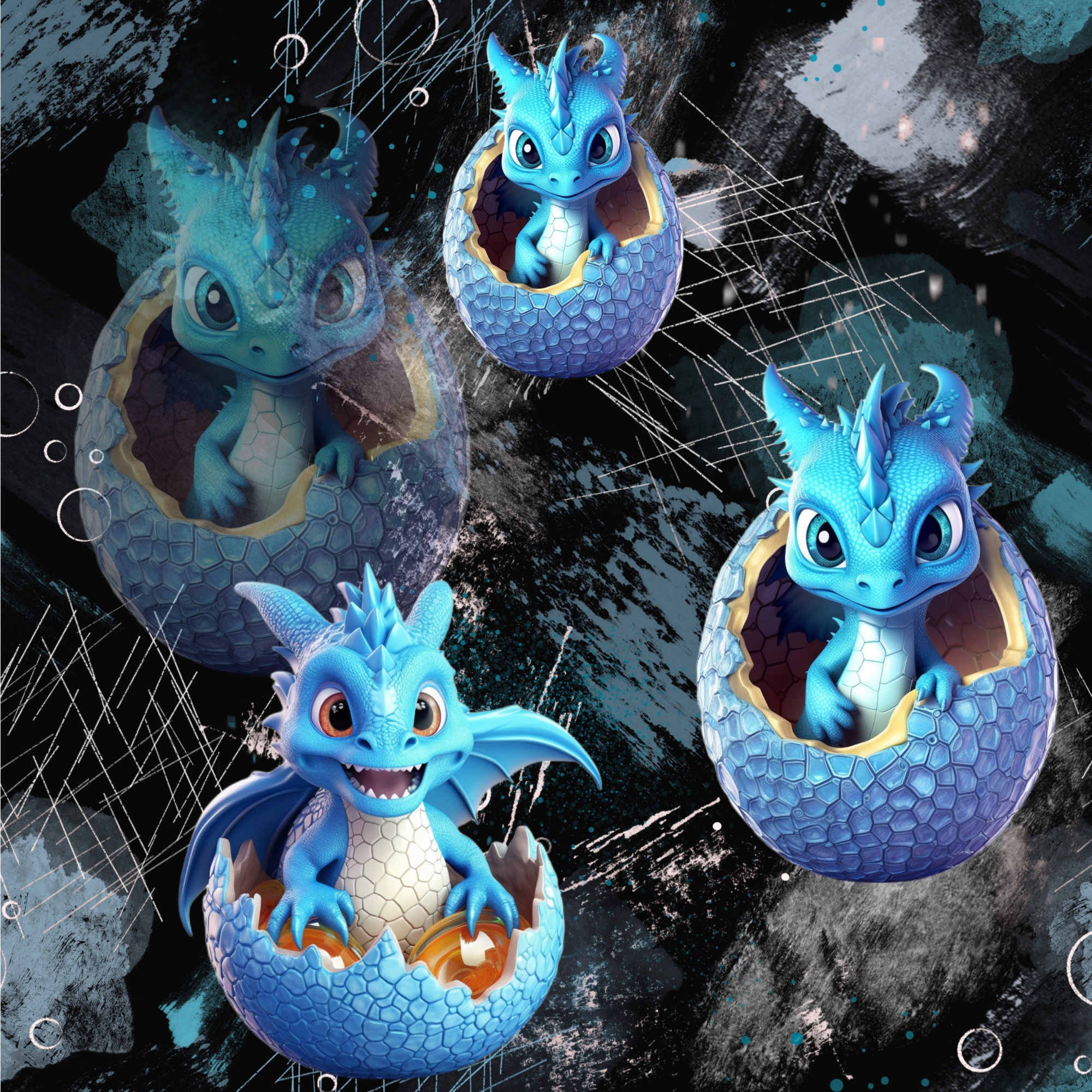 Stoff „ Dragon im Egg black“