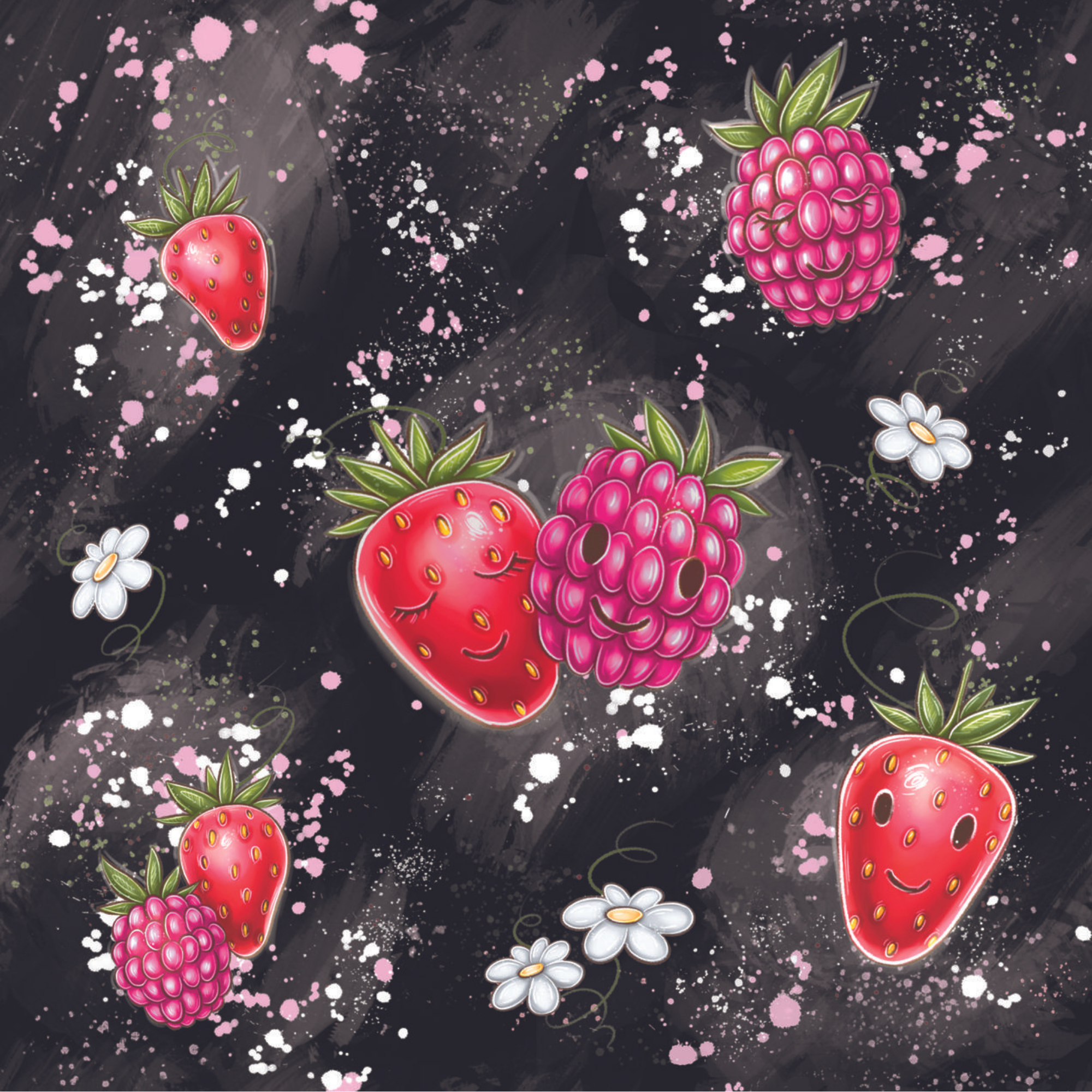 Stoff „ Berries black“