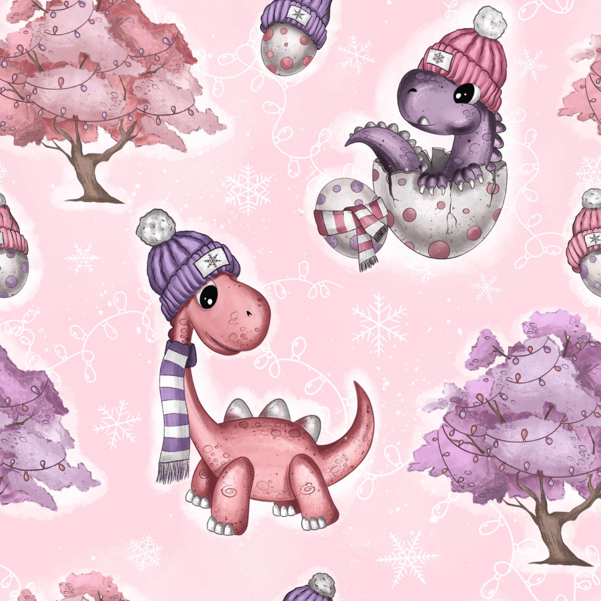 Stoff „Winter Dino“