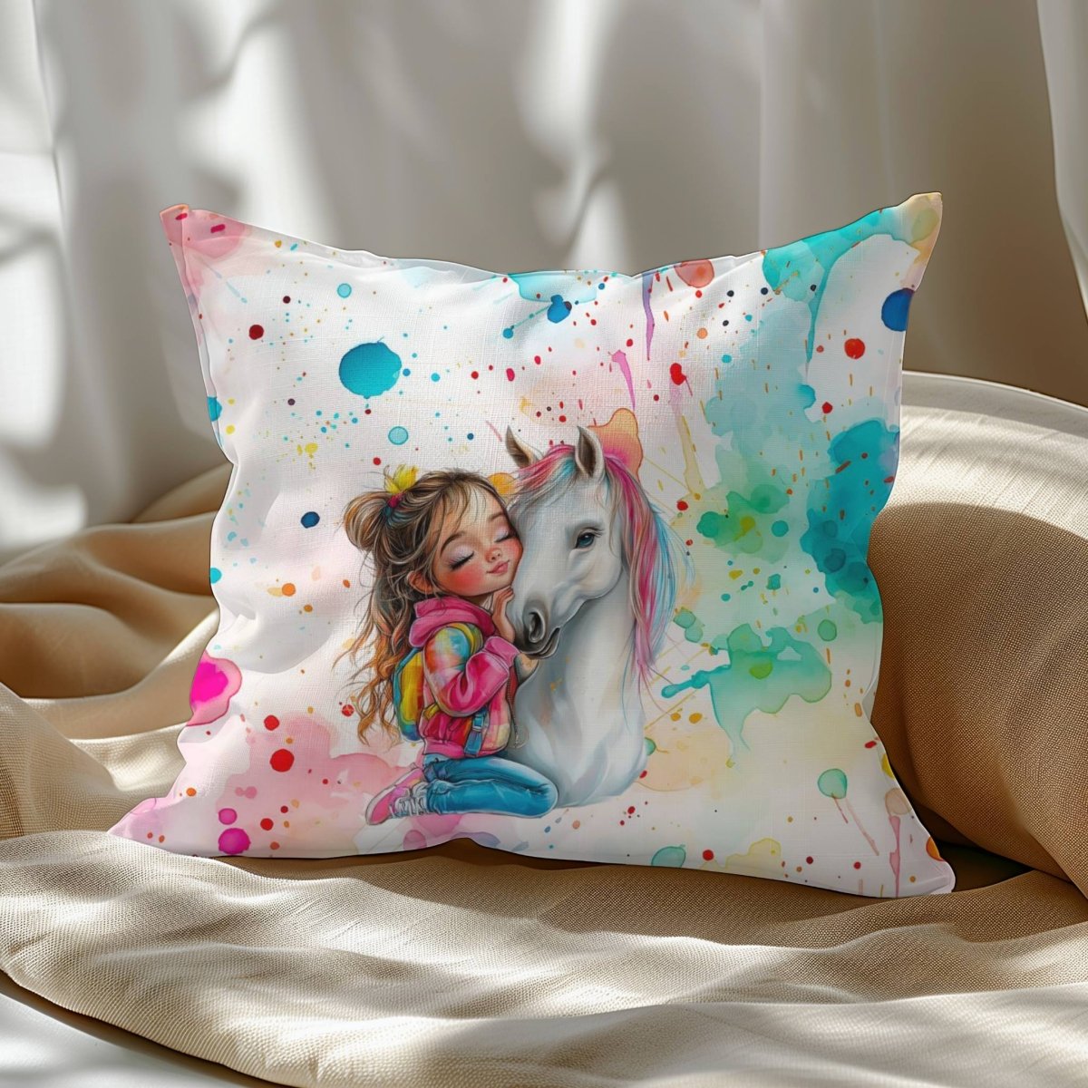 Kissen "Mädchen mit Pferd" - Crazy Fabrics