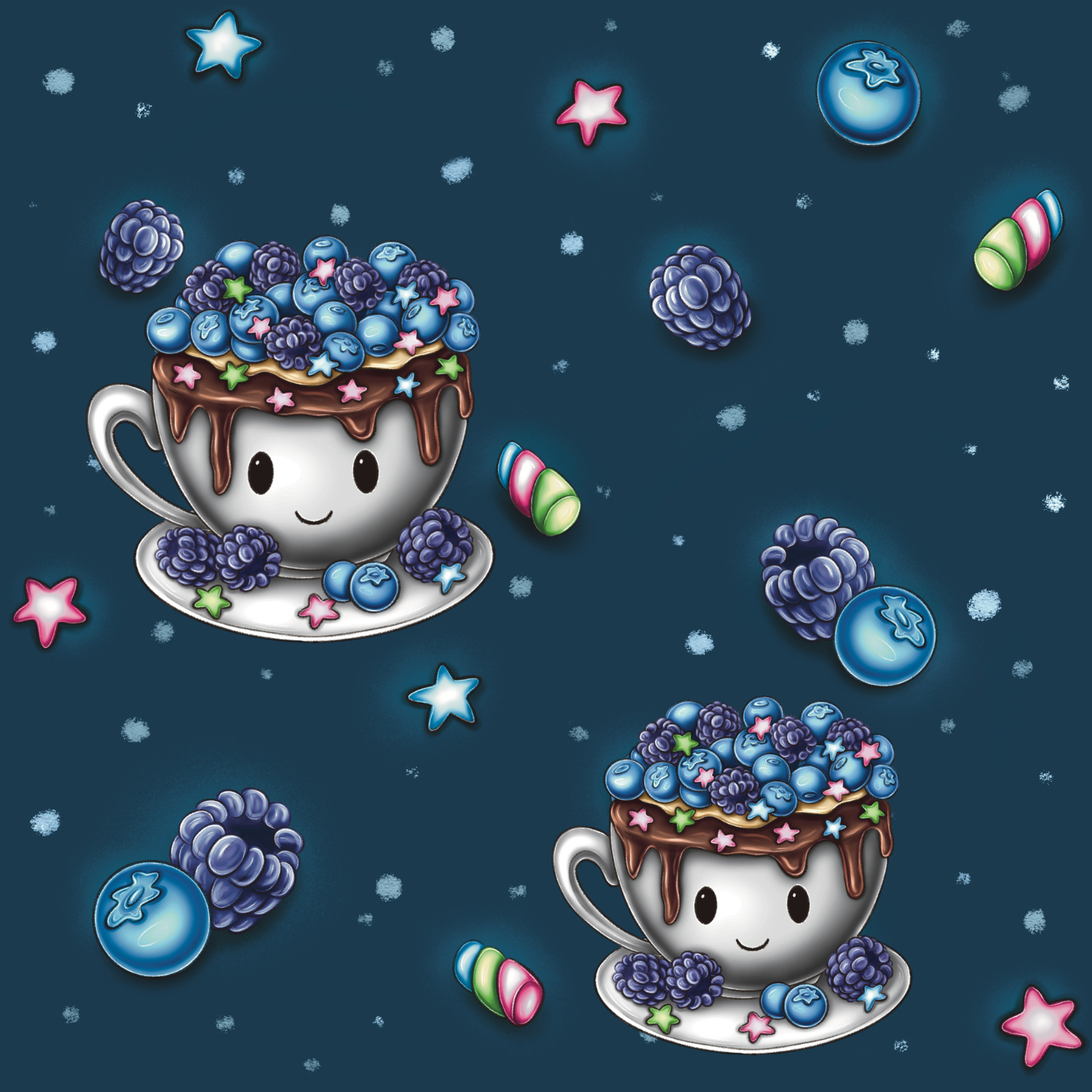 Stoff „Winter Blueberry“