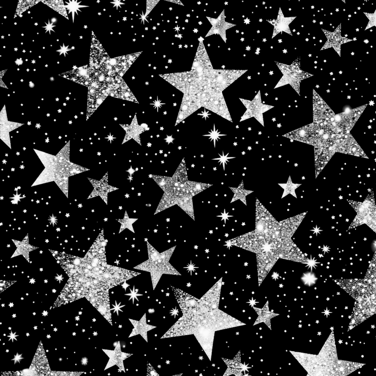 Stoff „ Silbersterne auf schwarz“ - Crazy Fabrics