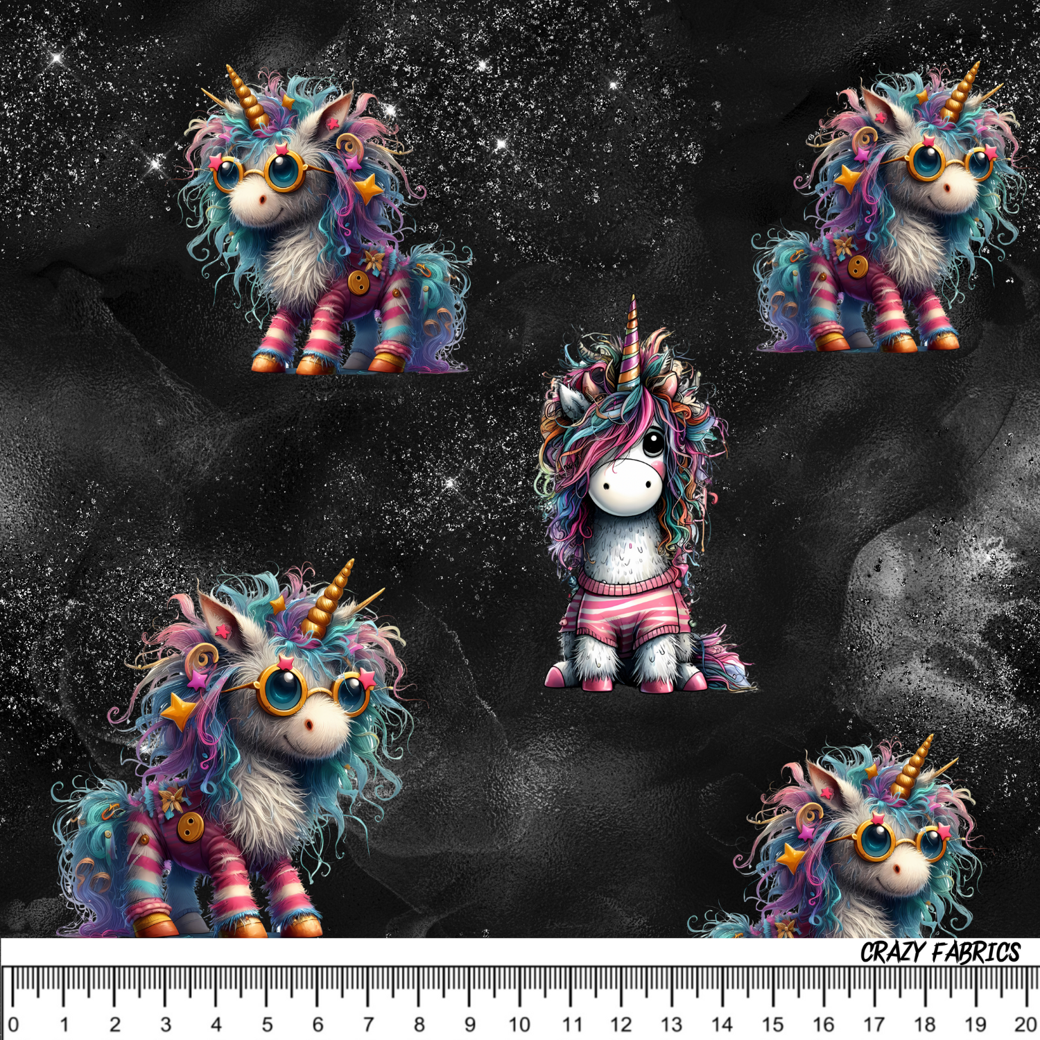 Stoff „unicorn in universe“