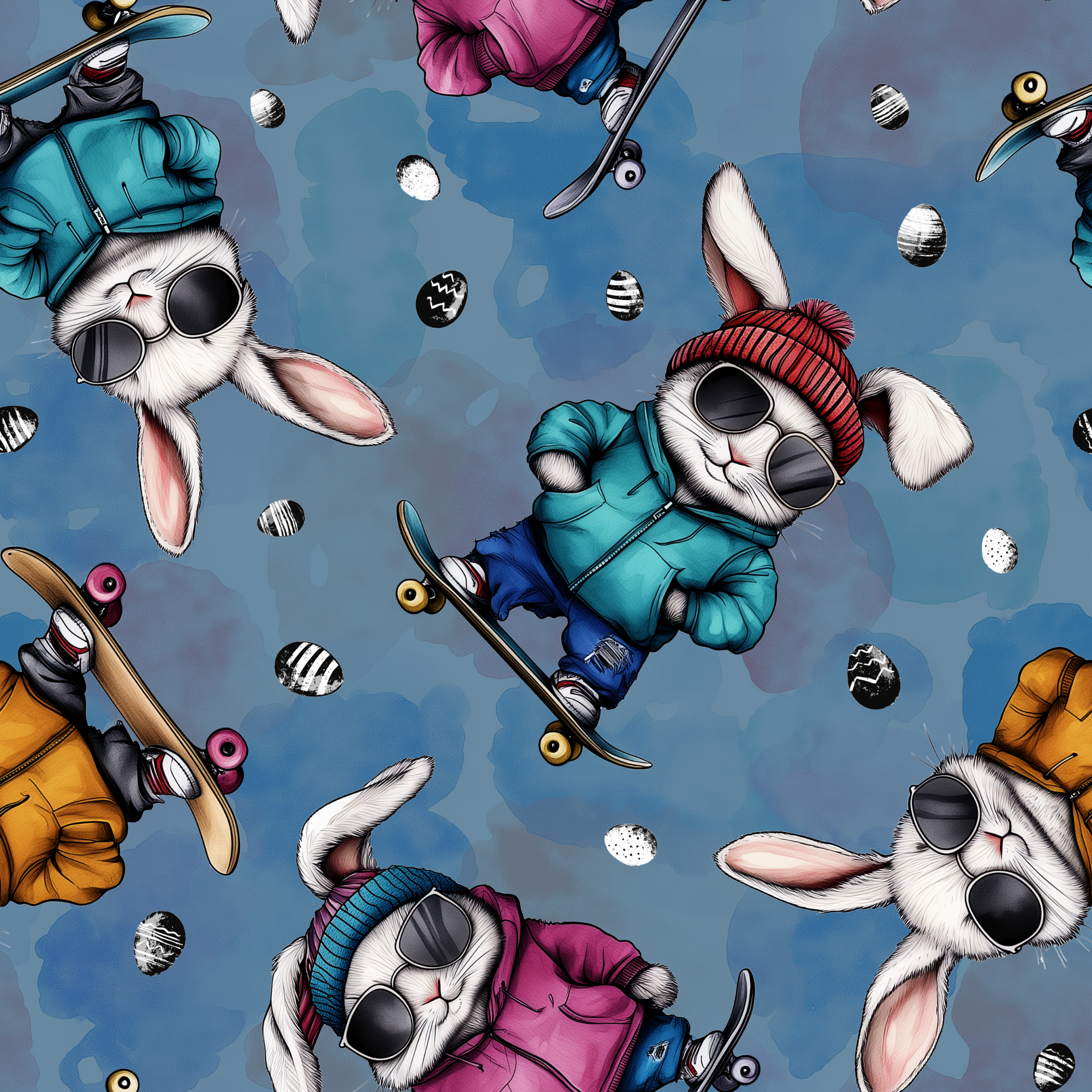 Stoff „Skater Hase“