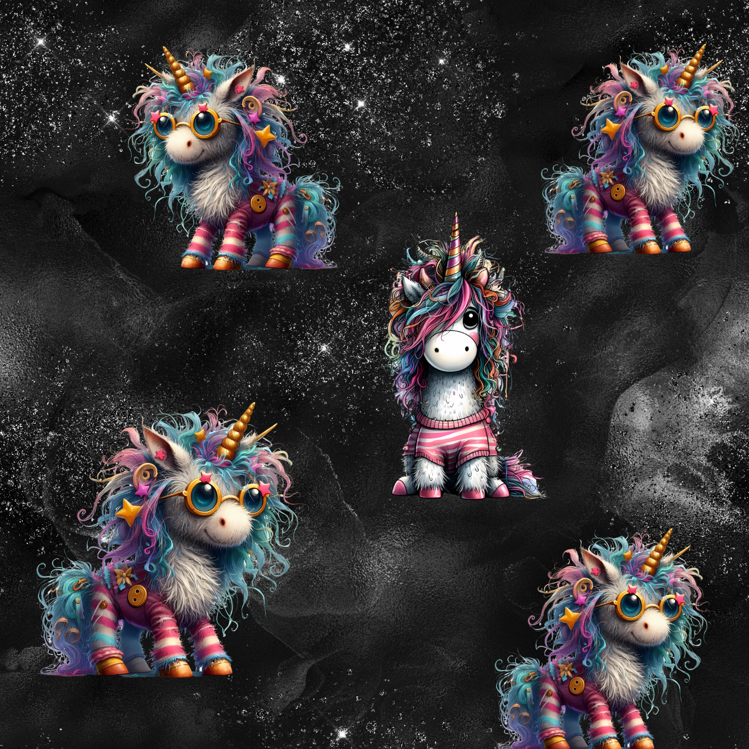 Stoff „unicorn in universe“