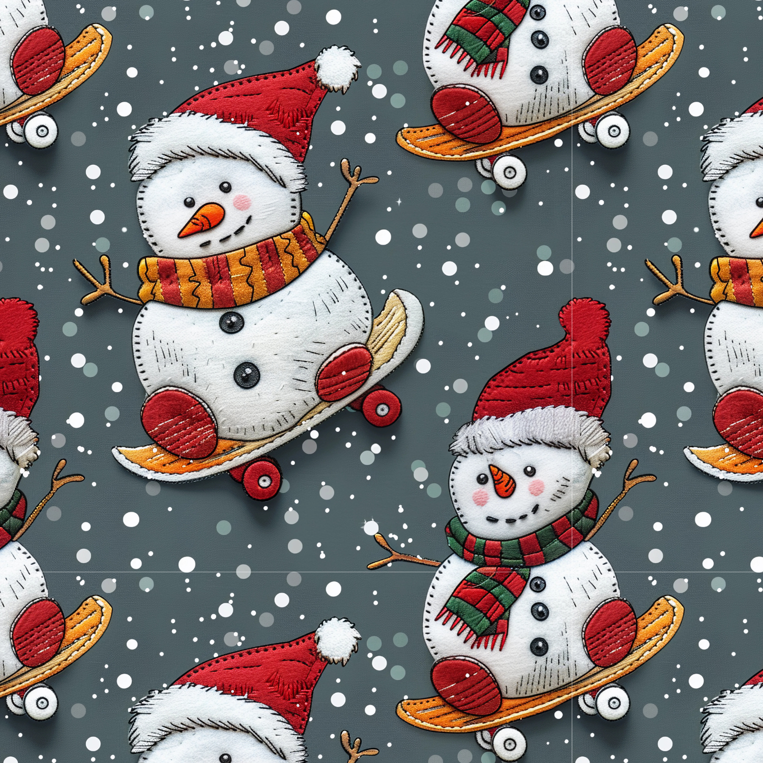 Stoff „skate snowman“