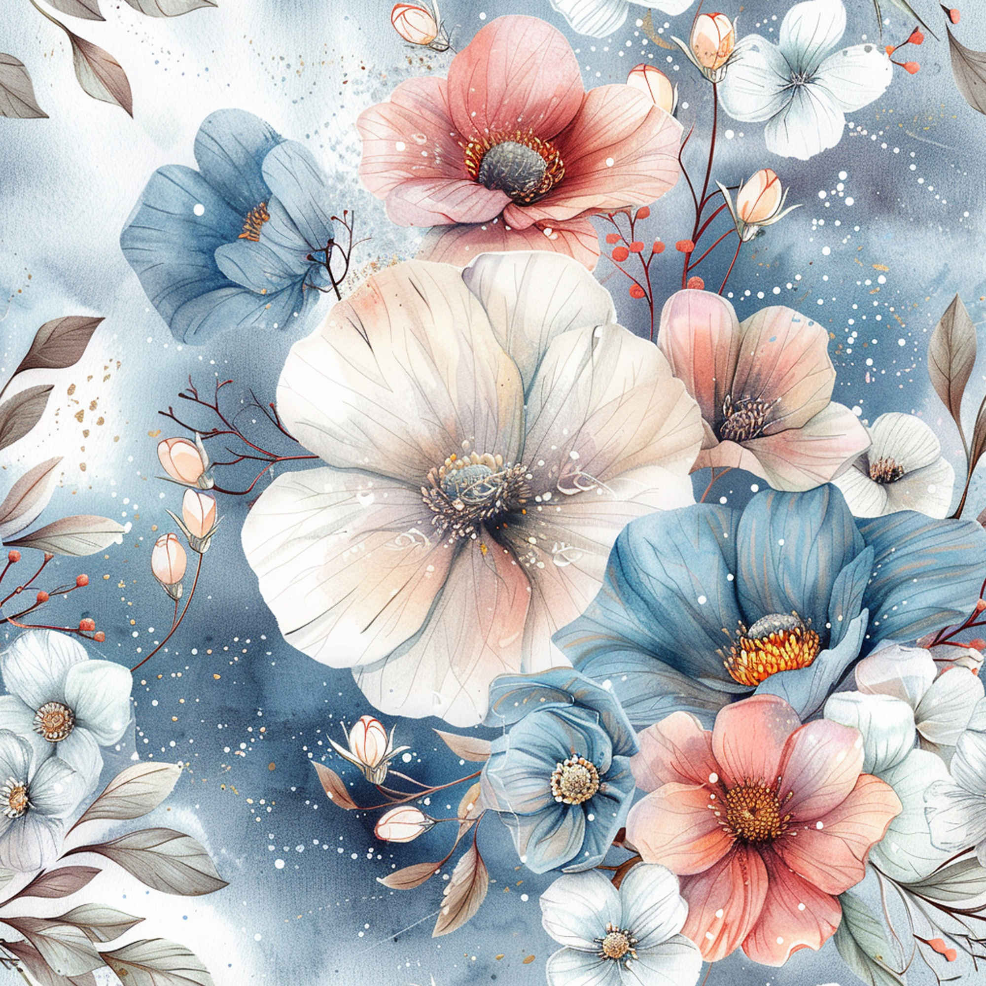 stoff „Wonderflowers blue“